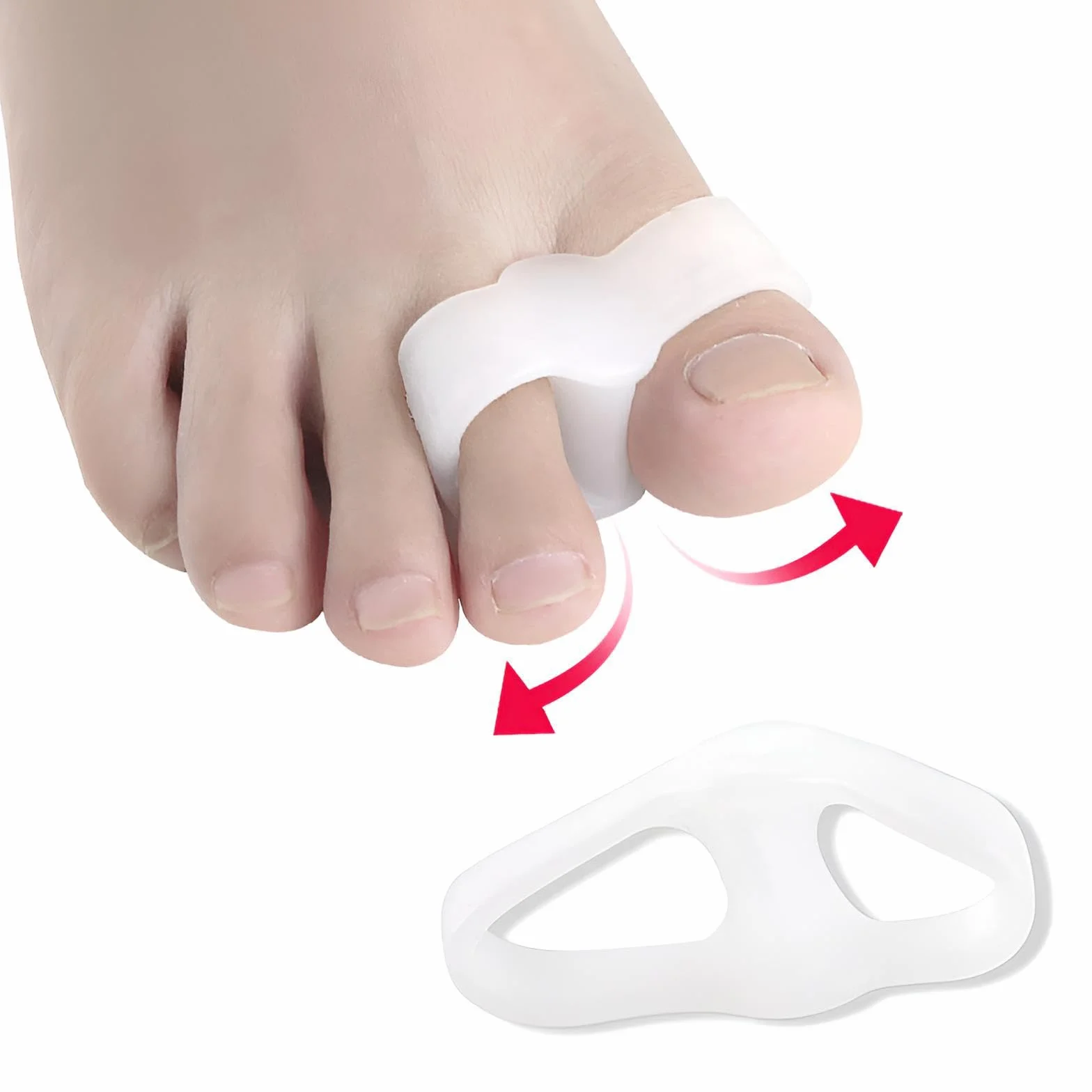4 silikonowe separatory do palców Hallux Valgus, młotkórek, kurzyste oczy, duży palec + neb
