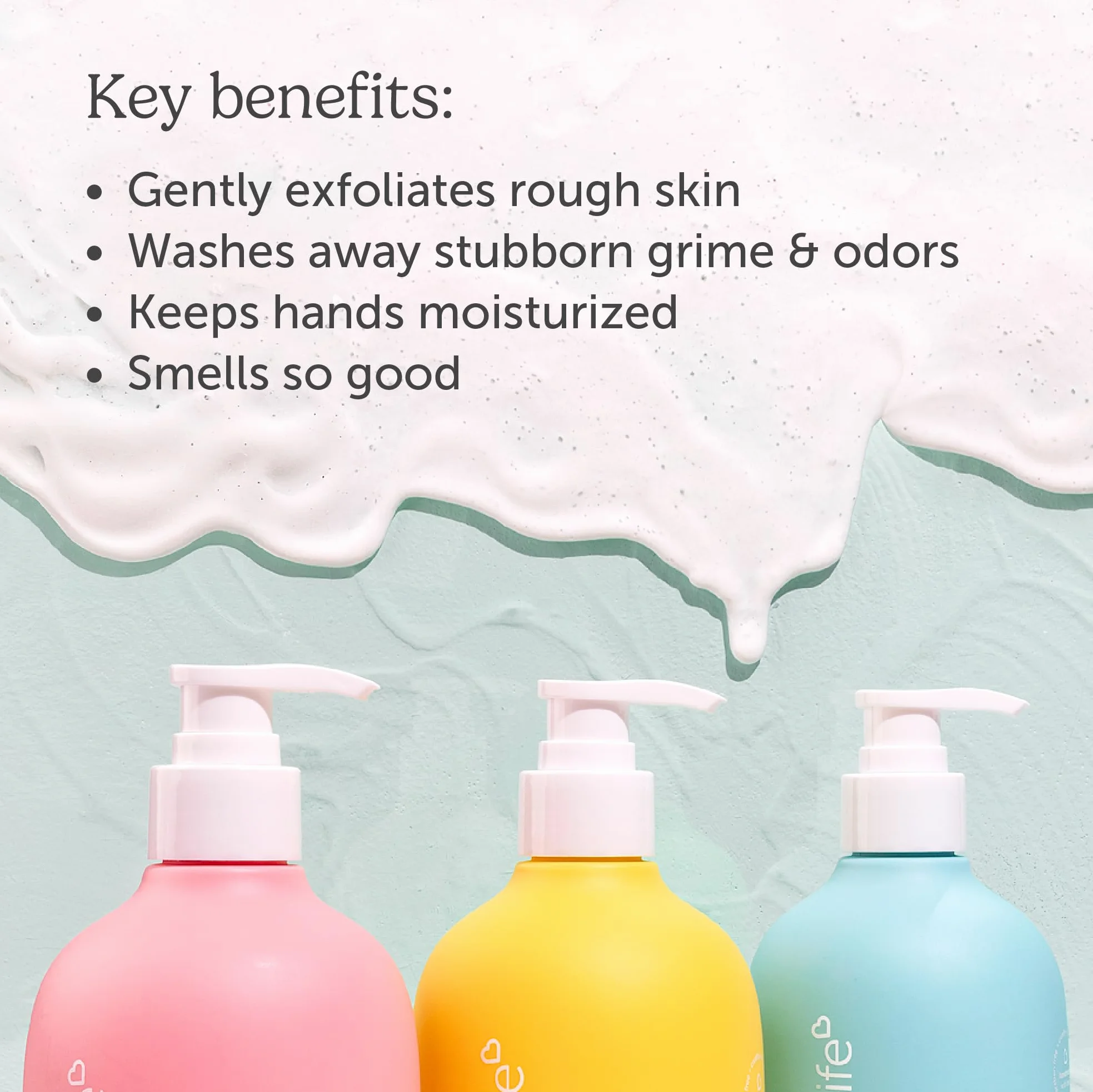 Nectar Bath Treats Nectar Life Hand Wash 14 uncji, złuszczające i nawilżające mydło ręczne z pumą wulkaniczną, olejkiem jojoba i masłem shea, rozmycie oceanu