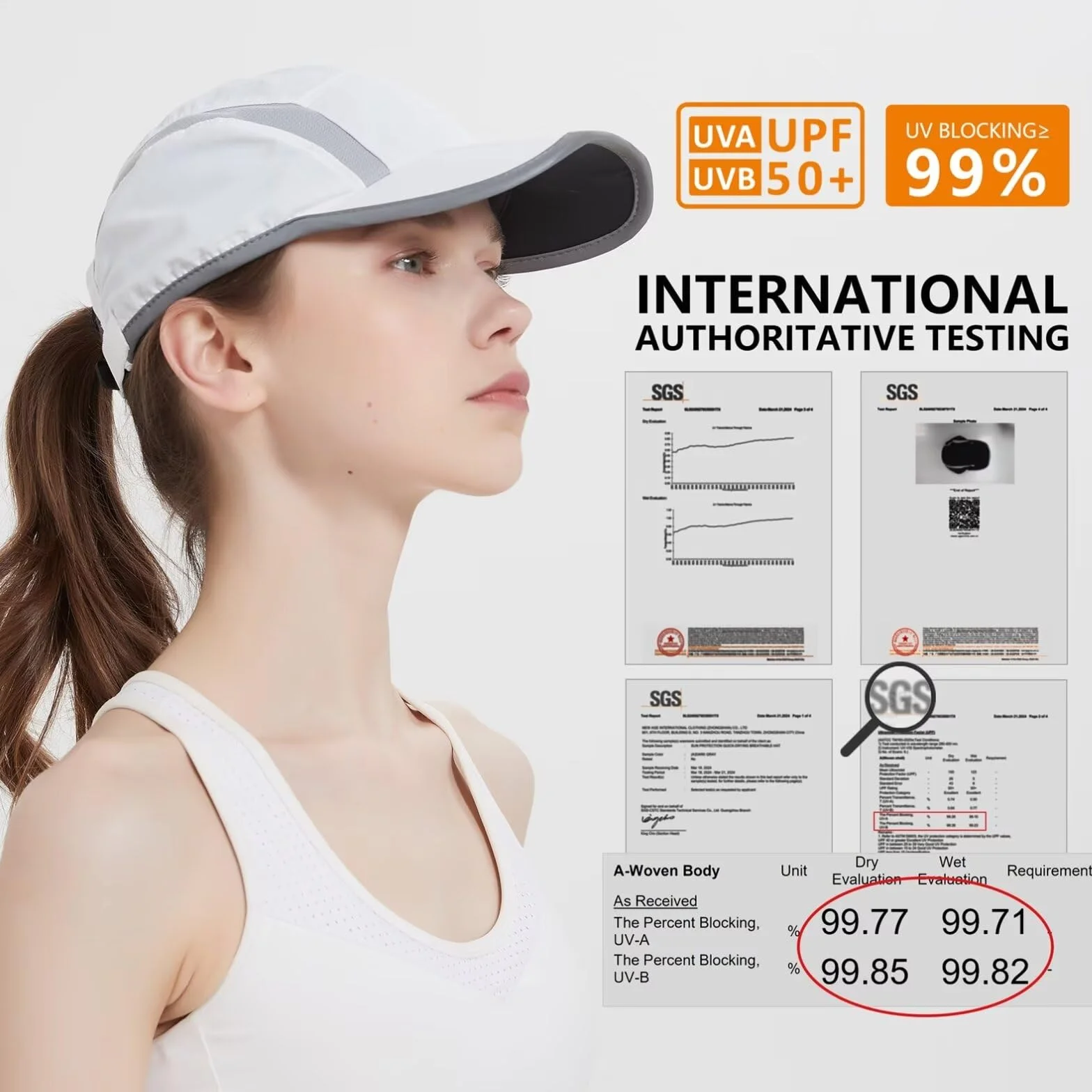 GADIEMKENSD UPF50+ Quick Dry Sports Hat Lightweight Breathable Soft Outdoor Running Cap (Folding Series, Light Grey)