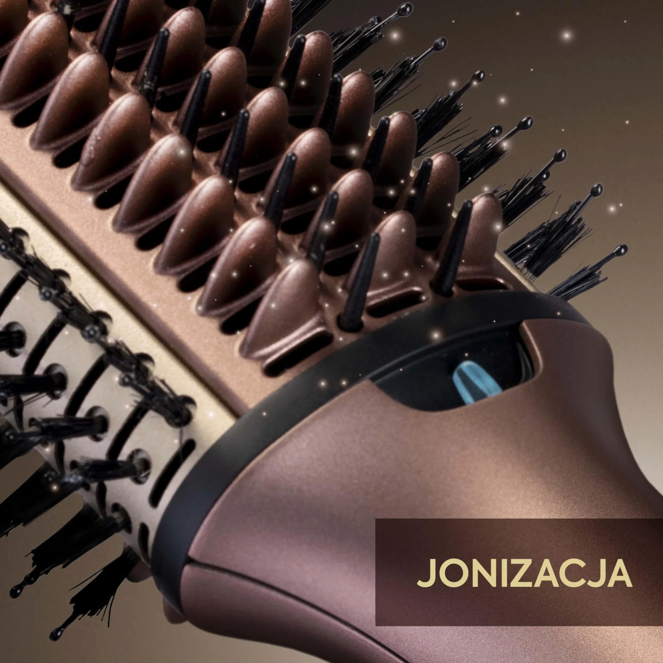 Suszarko lokówka do włosów BaByliss Air Power Volume 2 w 1 - tryby na mokro i na sucho, wygładzająca szczotka do suszenia z 3 ustawieniami temperatury, jonizacja i ceramika, złota, AS95E
