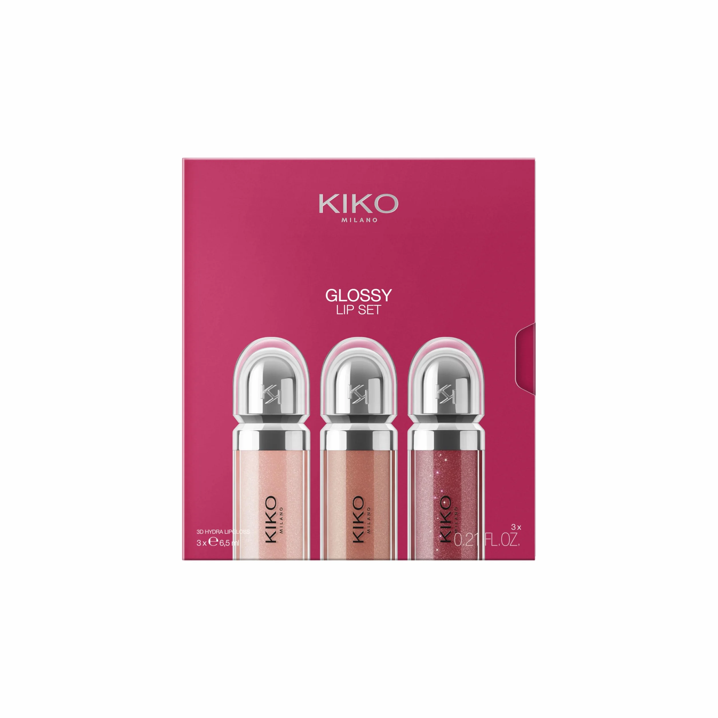 KIKO Milano Glossy Lip Set 03, Zestaw Do Ust: 3 Nawilżające Błyszczyki Do Ust Z Efektem Objętości 3D