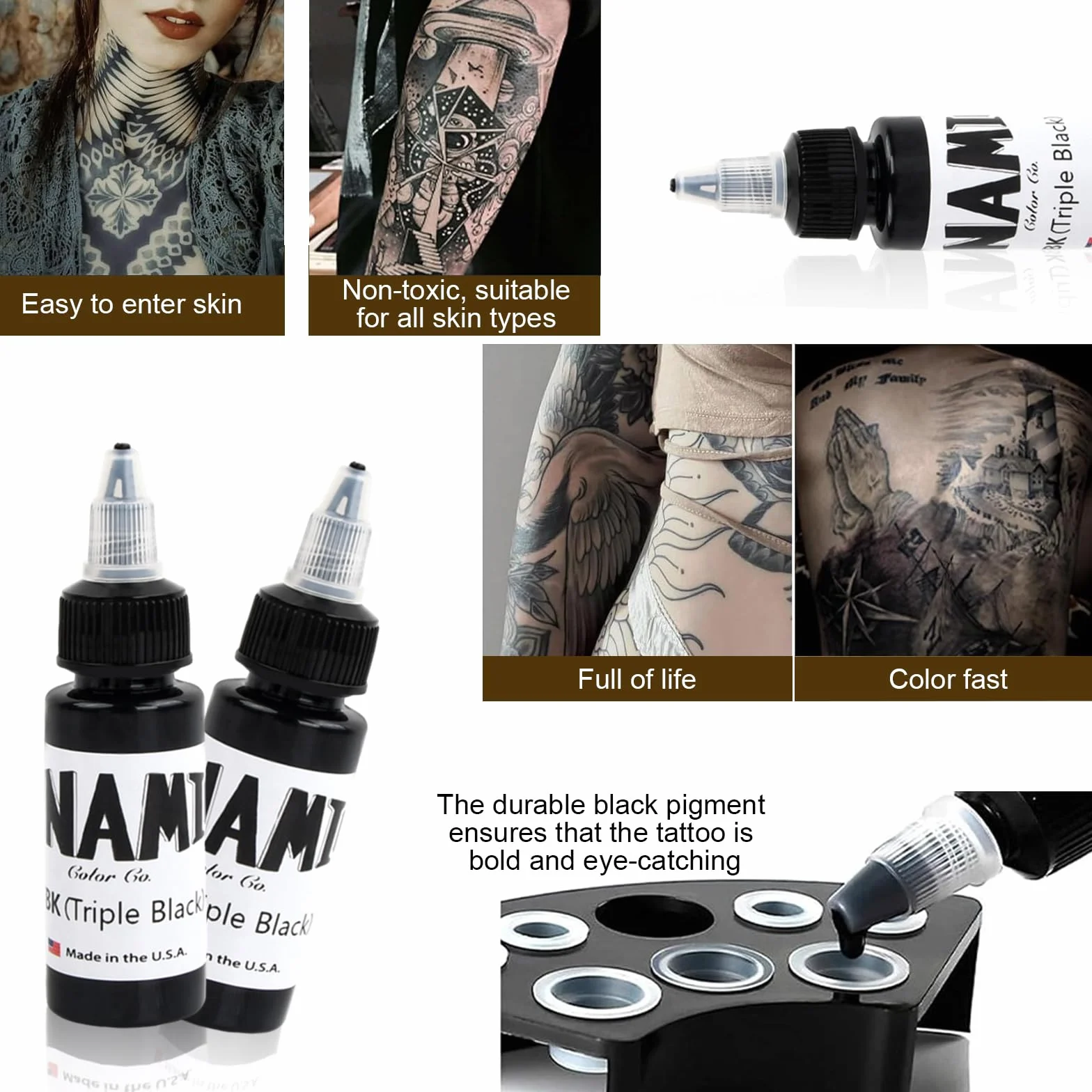 Czarny tusz do tatuażu 1 uncja 30 ml pigment trwały
