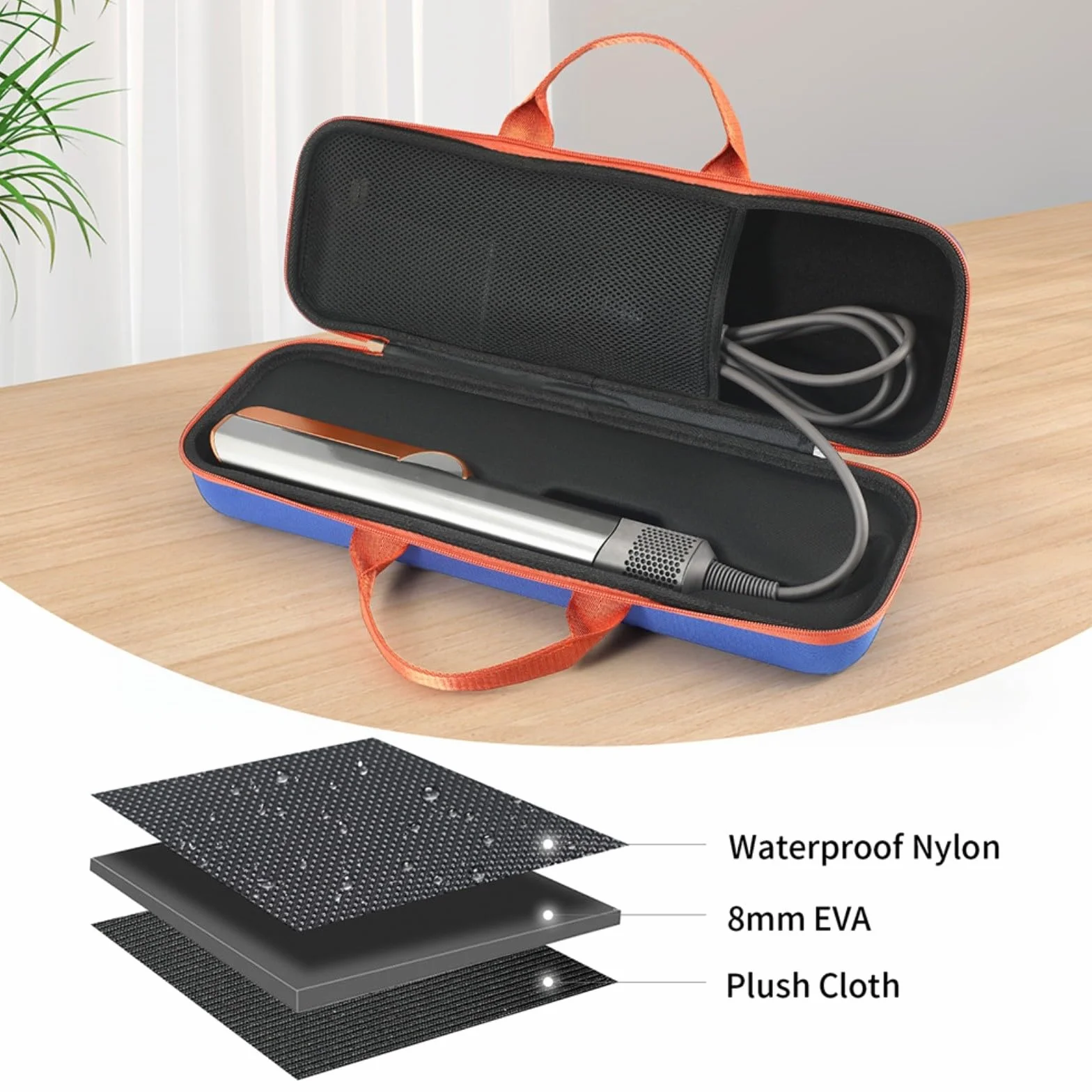 ZYNCUE Twarde etui podróżne, torba do przechowywania prostownicy do suszarki do włosów Dyson Airstrait, prostownica do włosów, podróżna, organizer, przenośna torba ochronna, odporna na wstrząsy,