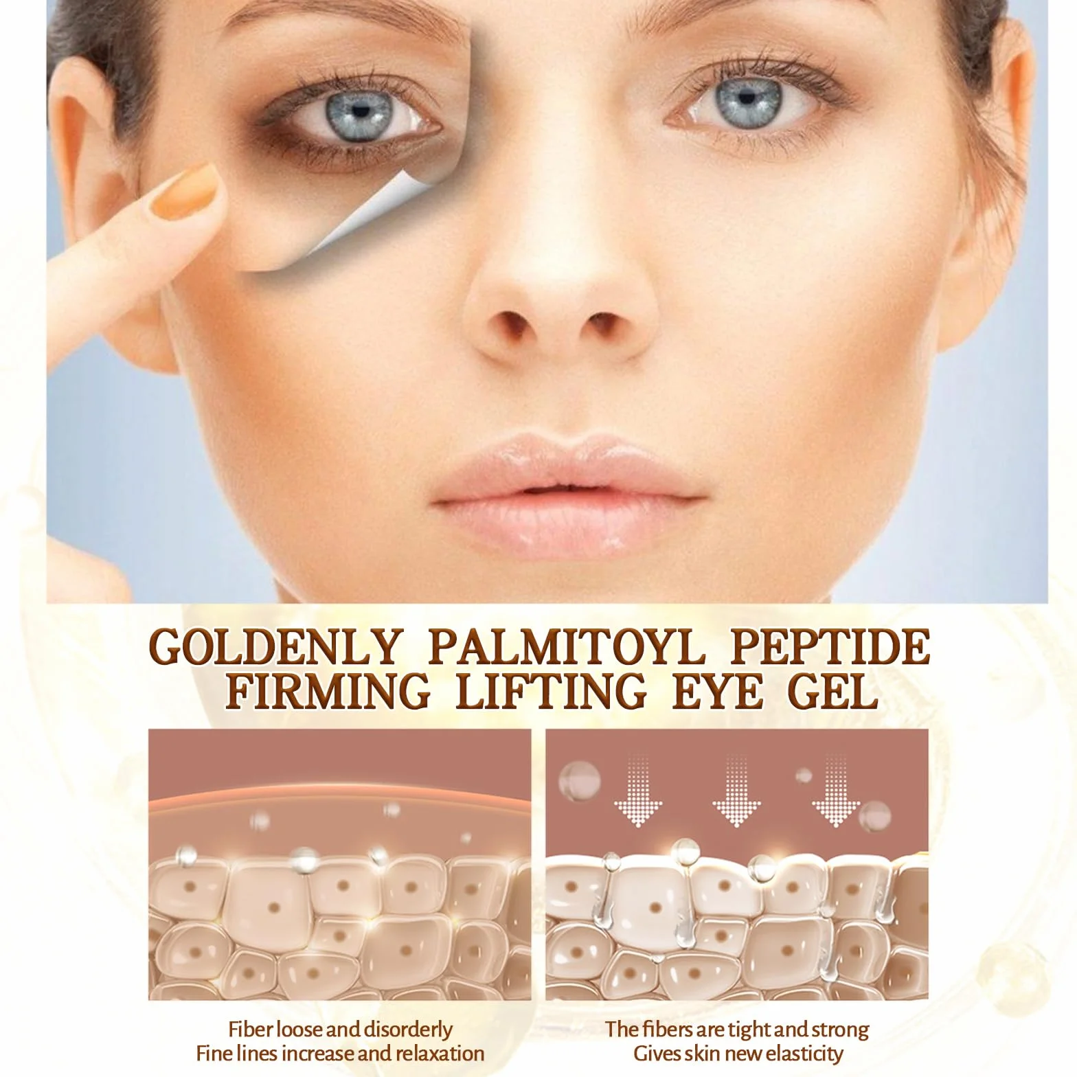 Kofeinowy krem pod oczy, krem pod oczy przeciwko zmarszczkom i cieniom pod oczami, serum przeciw starzeniu się oczu z piłką do masażu 360°, pielęgnacja oczu, redukuje worki pod oczami i drobne