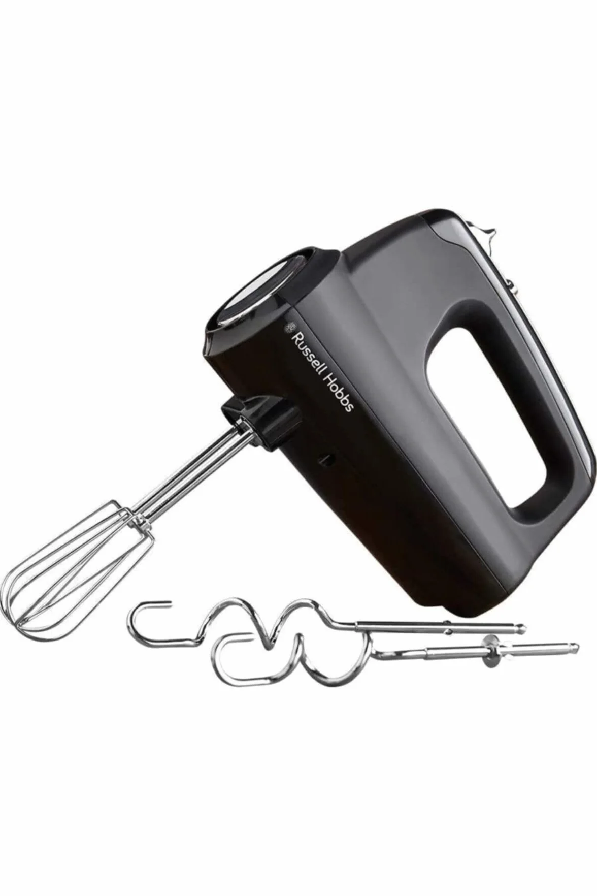Russell Hobbs mikser ręczny, 5 ustawień prędkości + pulsacyjna, chromowane końcówki, ubijanie i ugniatanie ciasta, możliwość ustawienia na podstawie, moc 350W, czarny, Desire 24672-56