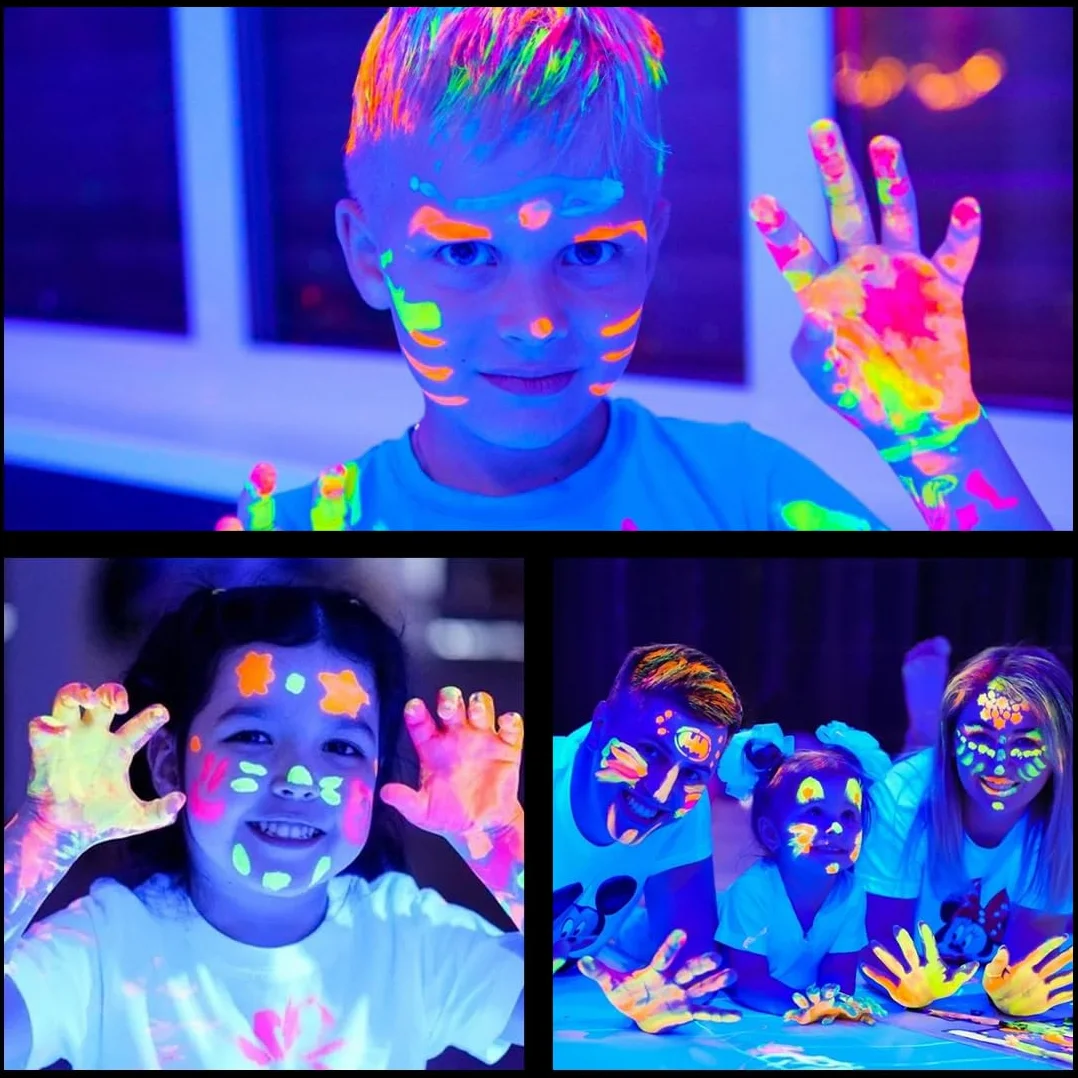 Fluorescencyjne kredki do makijażu twarzy i ciała, 12 kolorów, neonowy UV makijaż, farba do ciała, kolory brzucha ciąża