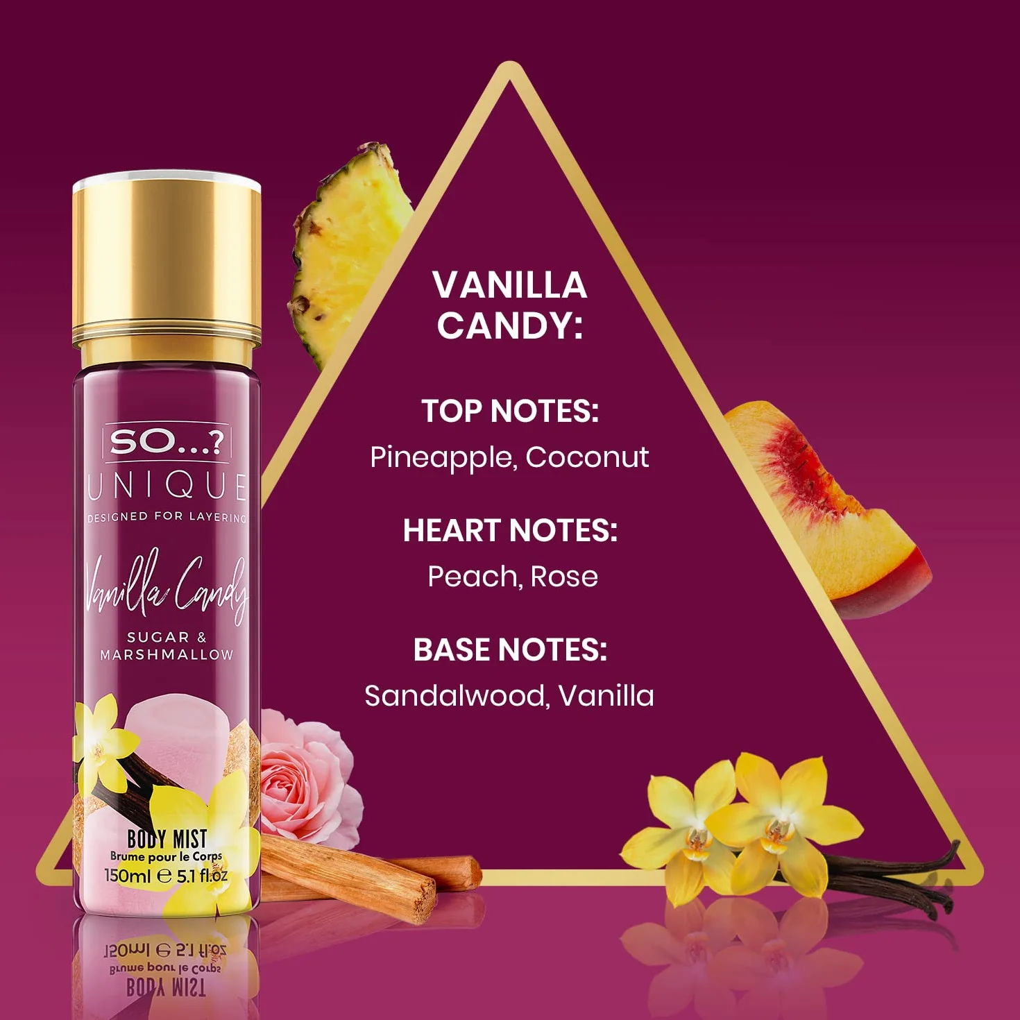 So... ?. Unique damski zestaw zapachowy Candy Kiss, Truffle Cream, Sweet Pea, Vanilla Candy spray do ciała, mieszany zestaw zapachowy, 150 ml (3 sztuki)