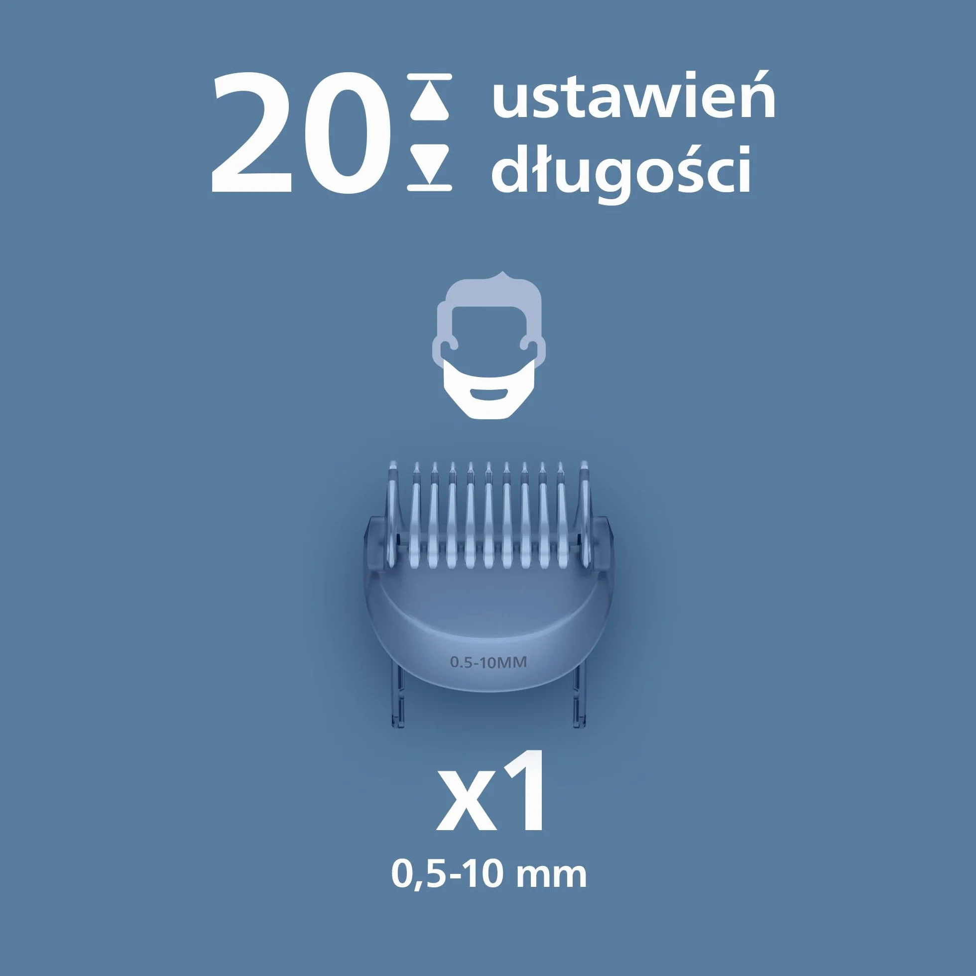Philips Trymer do brody seria 3000 BT3619/15, samoostrzące się ostrza, 20 ustawień, wodoodporny