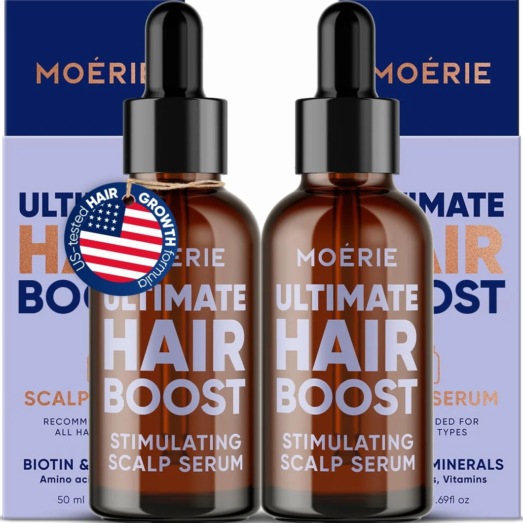 MOERIE Hair Growth Serum 50 ml – przyspiesza porost włosów i zapobiega wypadaniu włosów u kobiet – serum na porost włosów na skórze głowy – serum przeciw wypadaniu włosów (zestaw 2 szt.)