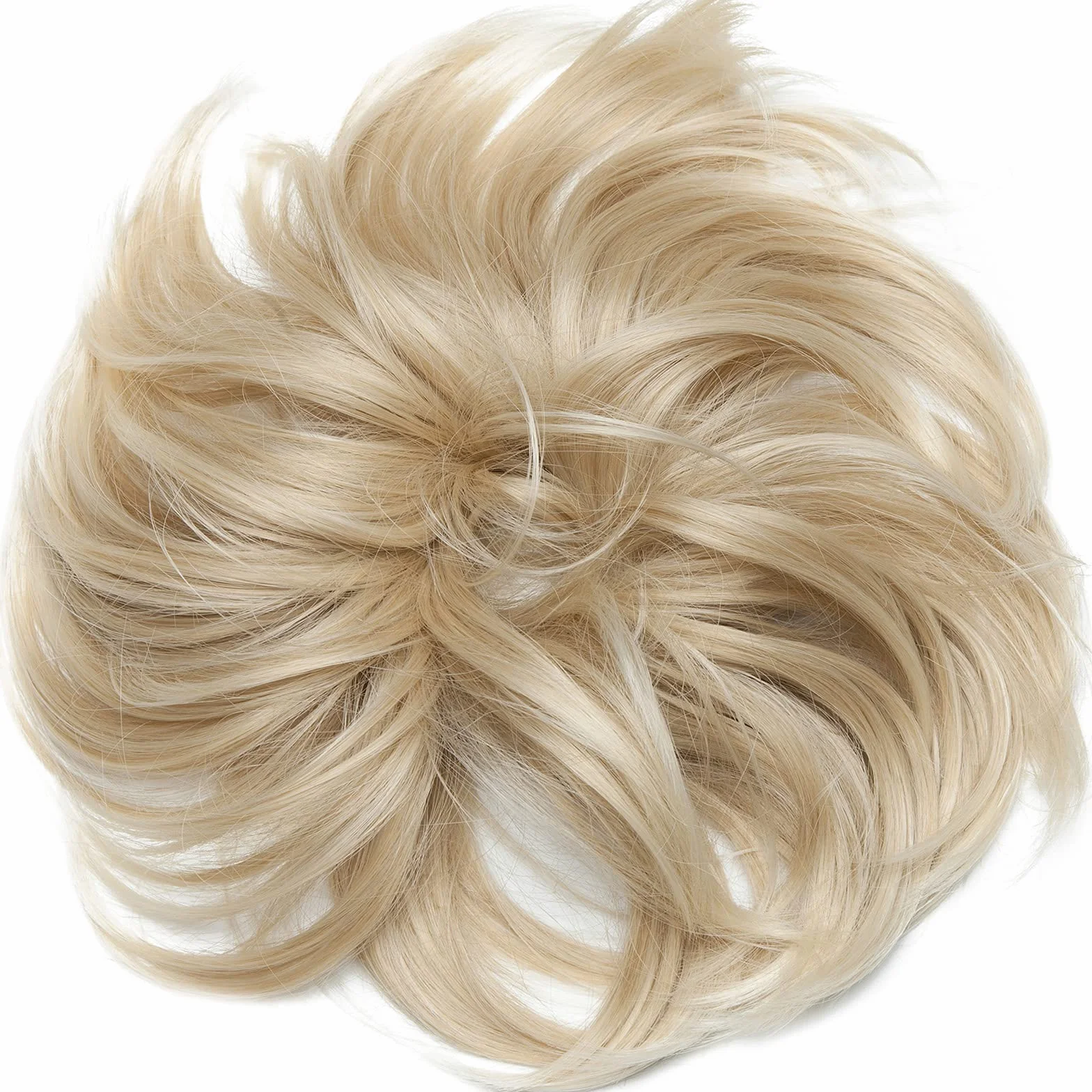 SEGO dopinki do włosów do wysoko upiętych fryzur, treska, kok z gumką [rozmiar 80 g], gęste, falowane, 24T613, popielaty blond i tleniony blond