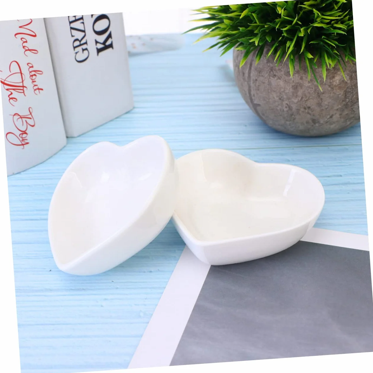 SHERCHPRY Zestaw 4 Ceramicznych Talerzy W Kształcie Serca Mała Mini Tacka Do Zdjęć Dekoracja Stołu Kuchnia