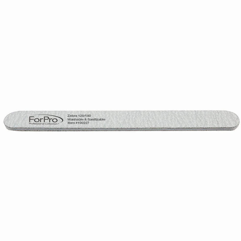 ForPro płyta piankowa zebra, ziarnistość 120/180, dwustronny pilnik do manicure, dł. 18 cm x 0,5 cm szer. 50 szt