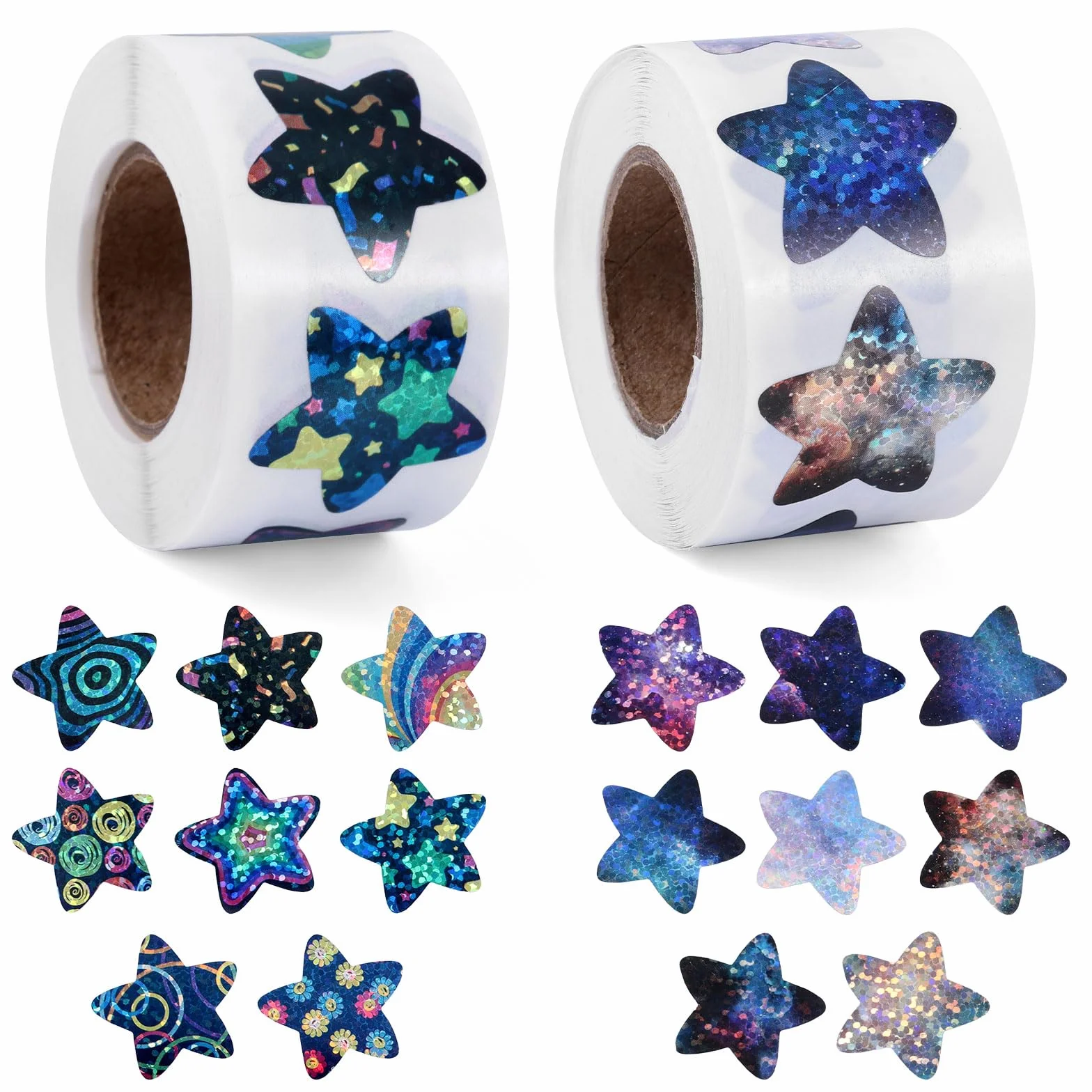 1000 Szt. do Nagradzania, 2,5 x 2,5 cm Wielokolorowe Holograficzne Blyszczace Samoprzylepne Brokatowe do Materialy Dydaktyczne (Styl 1)
