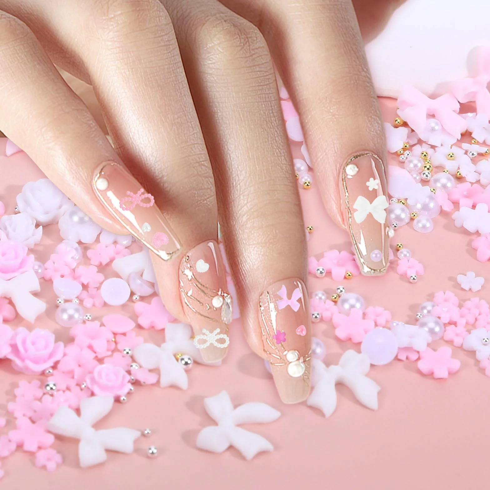 Zestaw 15 zawieszek do paznokci – kreatywna ozdoba do paznokci charmsów – różnorodna dekoracja z kamieniami do paznokci i kamieniami do paznokci – idealna do manicure DIY i profesjonalnego