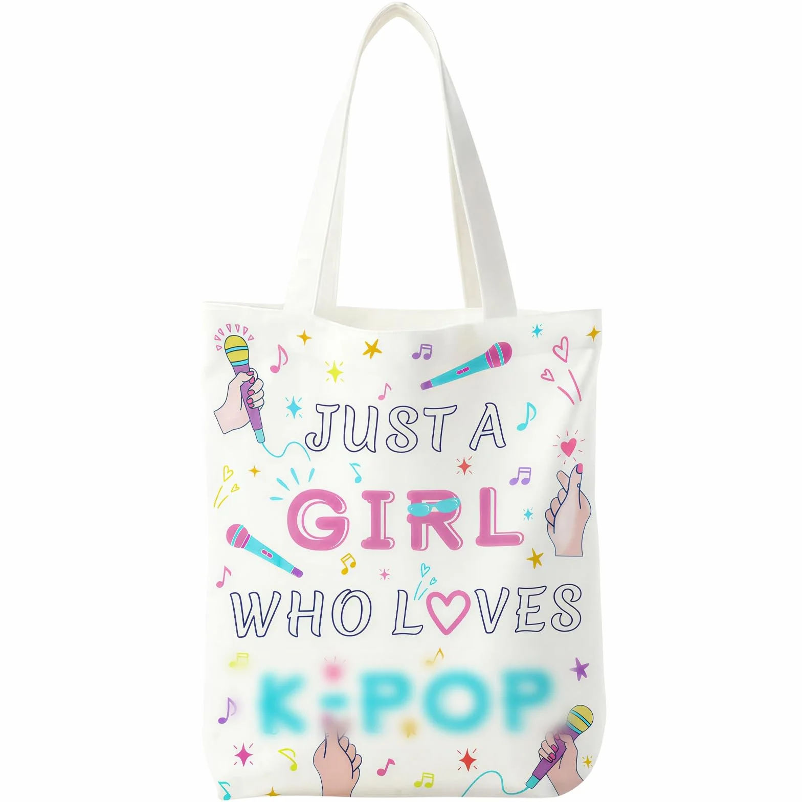 Torba jutowa kpop dwustronny nadruk, torba materiałowa, płócienna, torba materiałowa, torba do przenoszenia z kolorowym wzorem muzycznym, romantyczny prezent dla kobiet, przyjaciółki, mamy, miłośników