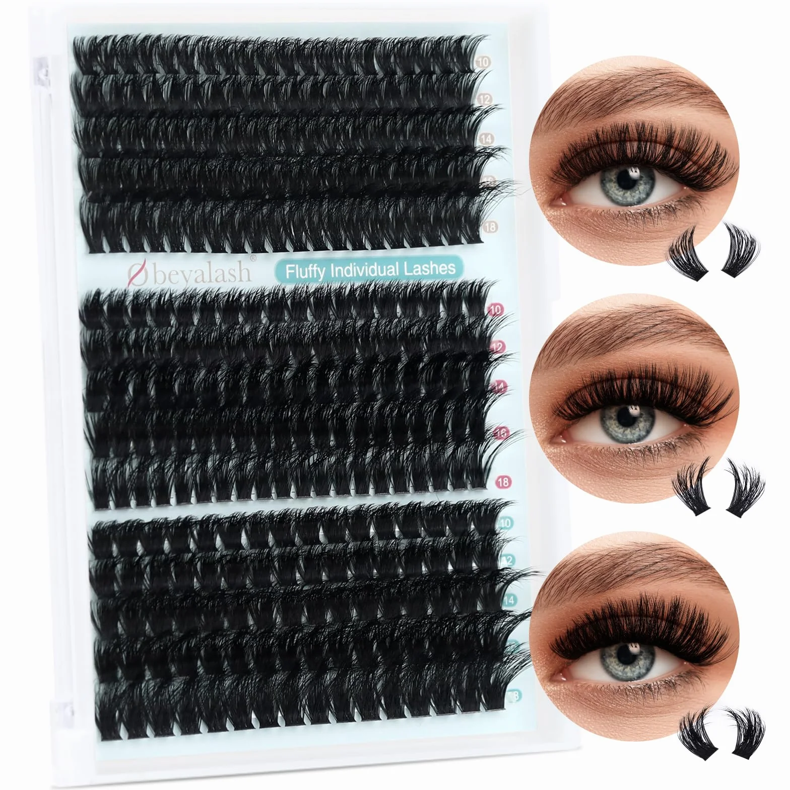 Obeyalash 275Pcs Sztuczne Rzęsy 60D+80D+100D Eyelash Individuals D Curl 10-18mm