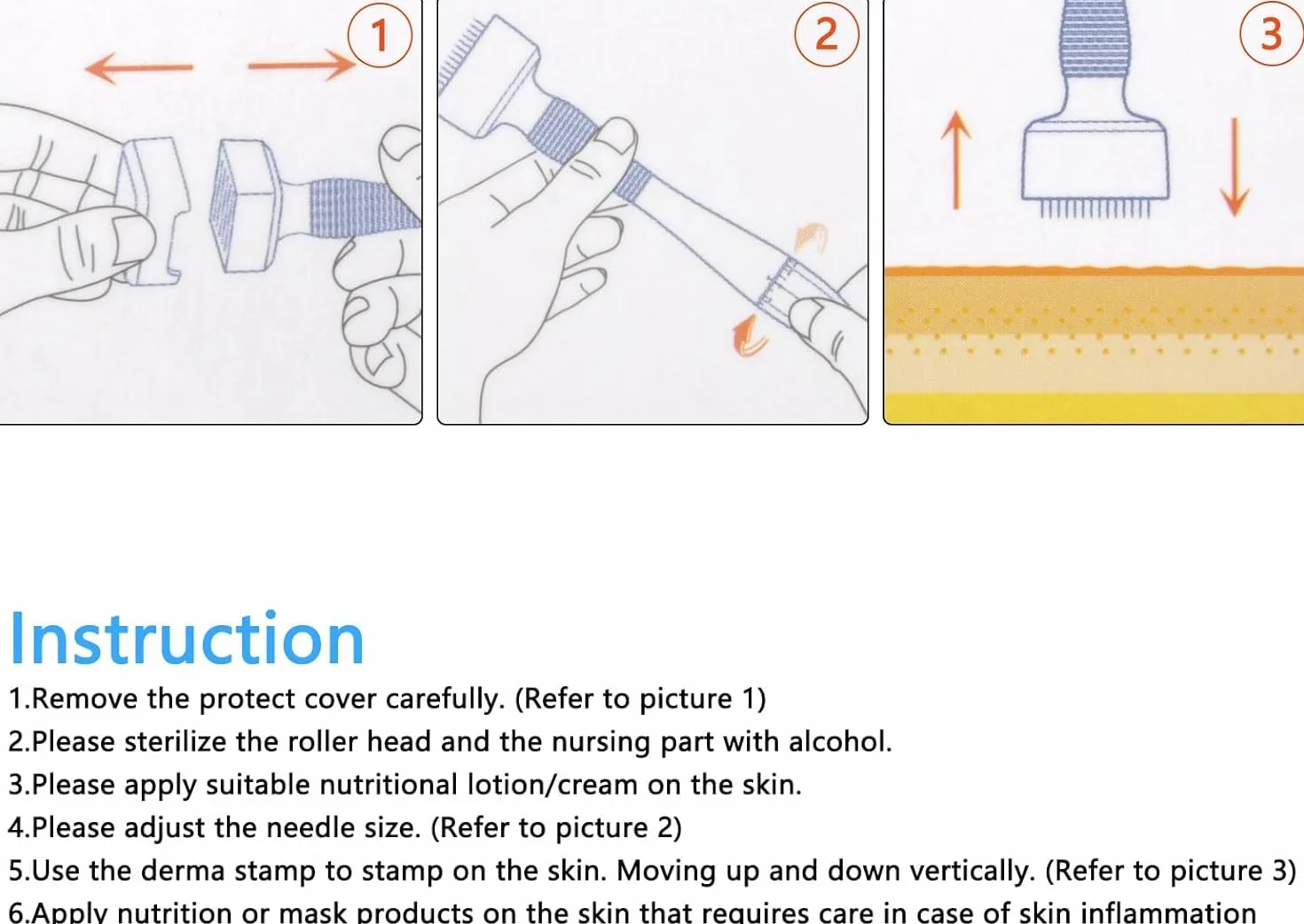 Derma Stamp Micro Needling Pen – regulowany mikroigłowanie Derma Pen z wałkiem i stemplem, wałek do mikroigłowania do pielęgnacji skóry, wałek do brody i brody dla mężczyzn