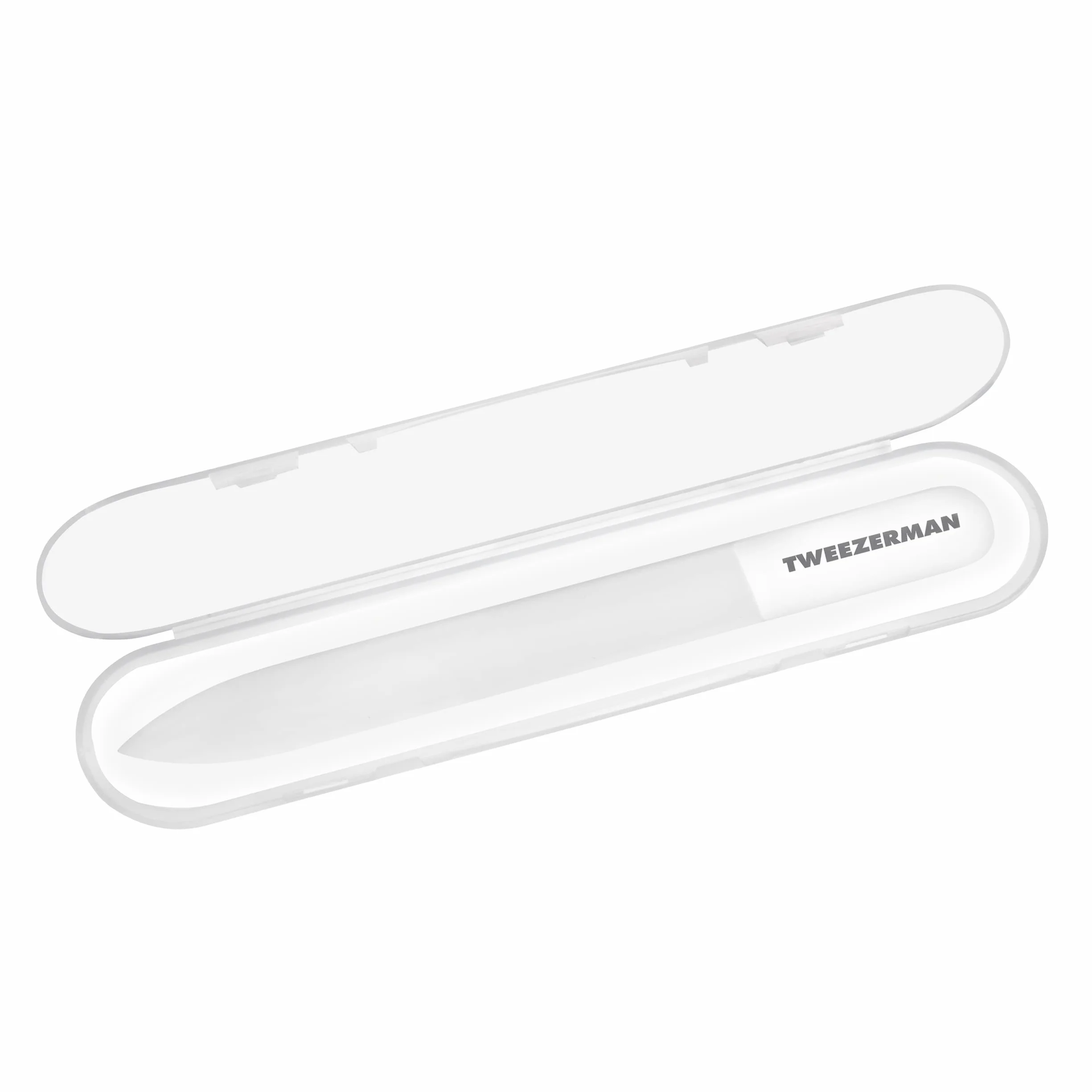 TWEEZERMAN Szklony pilnik i buffer do paznokci (dwustronny, piłuje, wygładza i poleruje paznokcie, zmywalny, z etui, szkło hartowane)