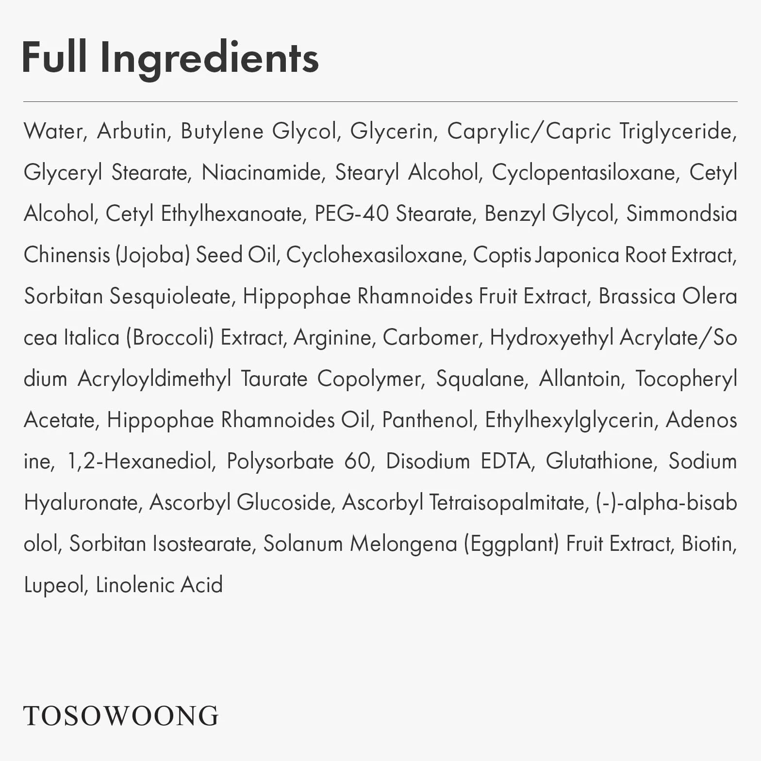 TOSOWOONG Krem pod oczy VITA Clinic 5% arbutyny 2% niacynamidu kwas hialuronowy glutation ekstrakt z rokitnika 15ml