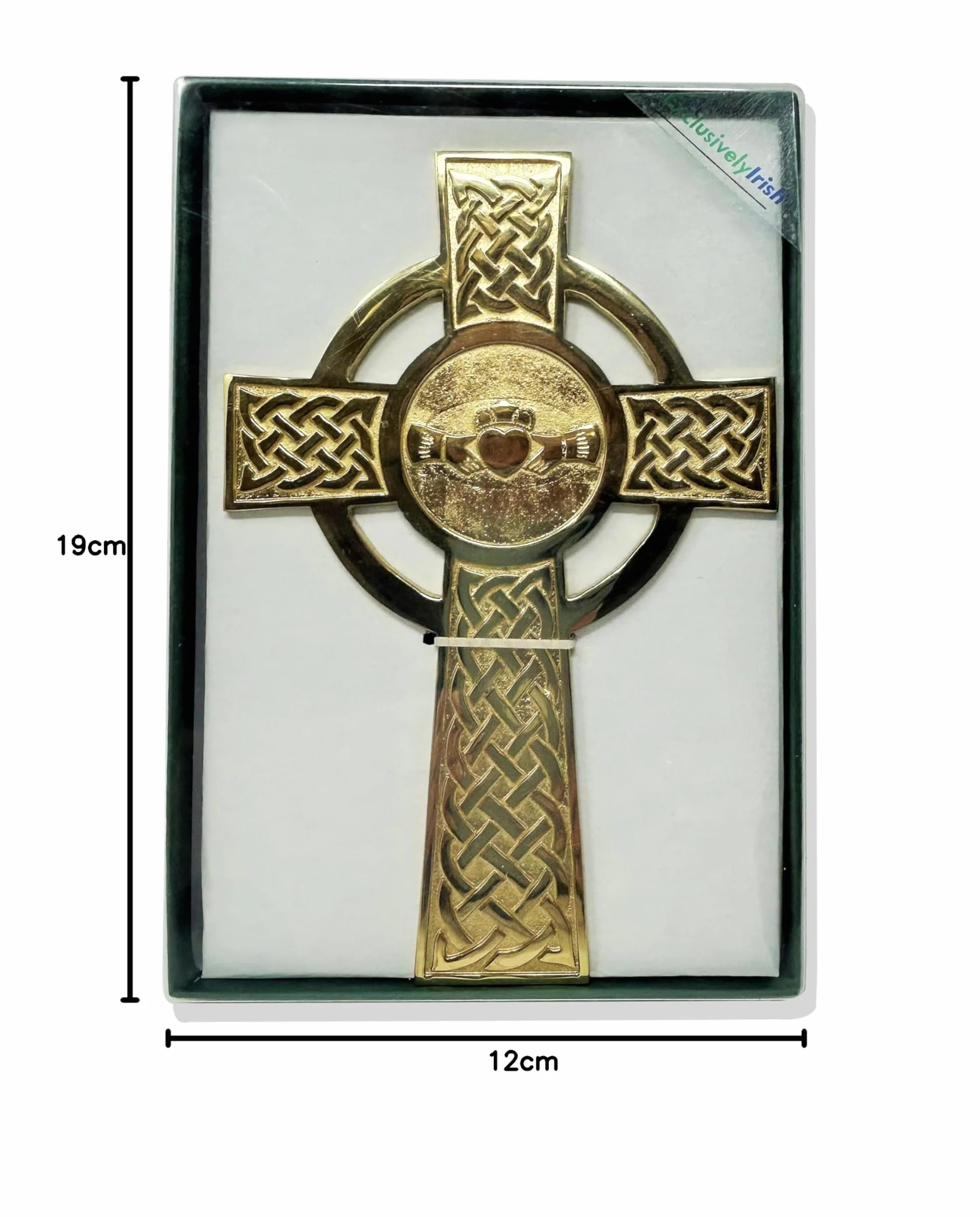Exclusively Irish Claddagh krzyż wiszący dekoracja irlandzki krzyż celtycki prezent do domu, na ślub (mosiądz, 12,7 x 19,6 x 0,8 cm)