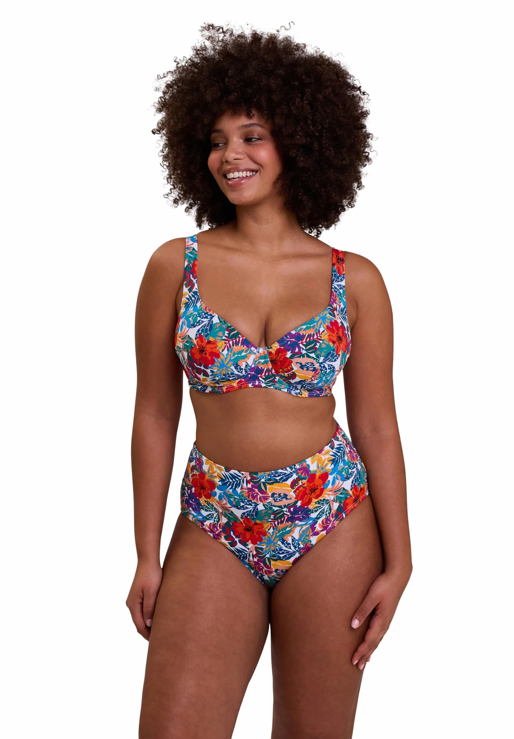 Sans Complexe Curaçao bikini damskie, Wielokolorowy nadruk tropikalny, 85D