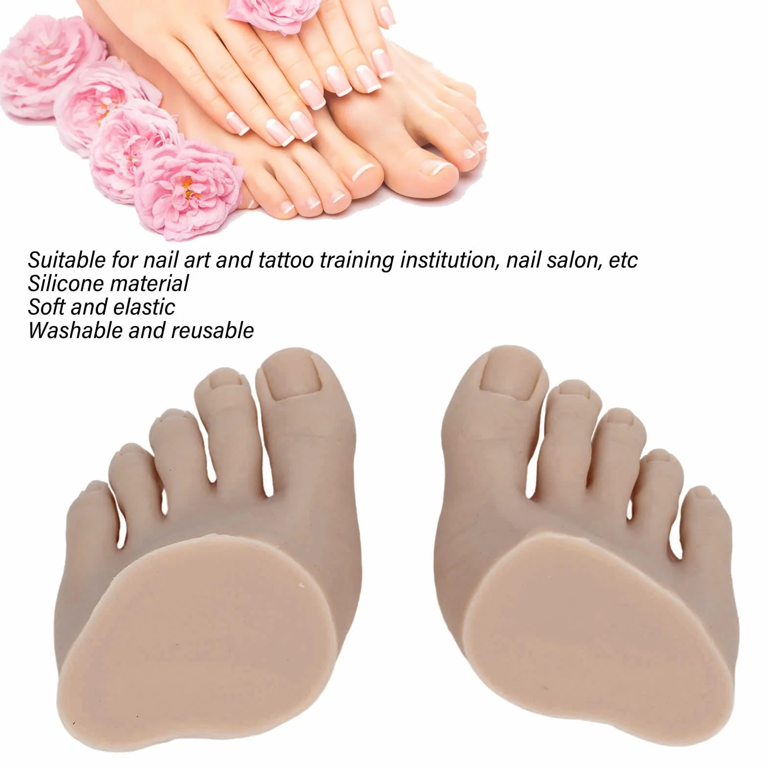 Praktyka Fake Training Foot 1 Pair Silicone Practice Foot Tattooing Fake Foot Tool Foot Nail Practice Half Foot Mannequin Nail Practice (Ciemny kolor skóry)