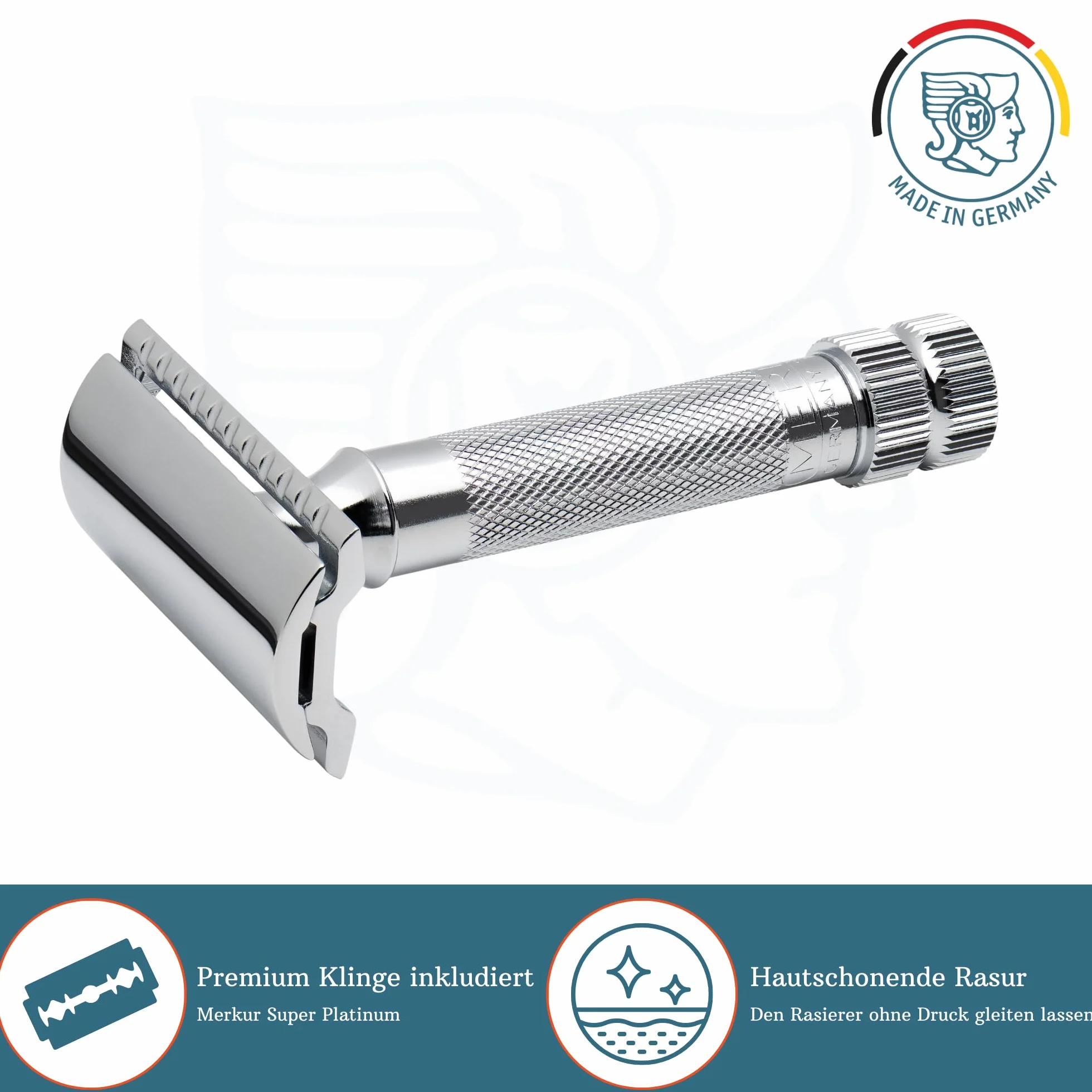 Merkur Razor, Straight Comb, krótki uchwyt, jasny chrom