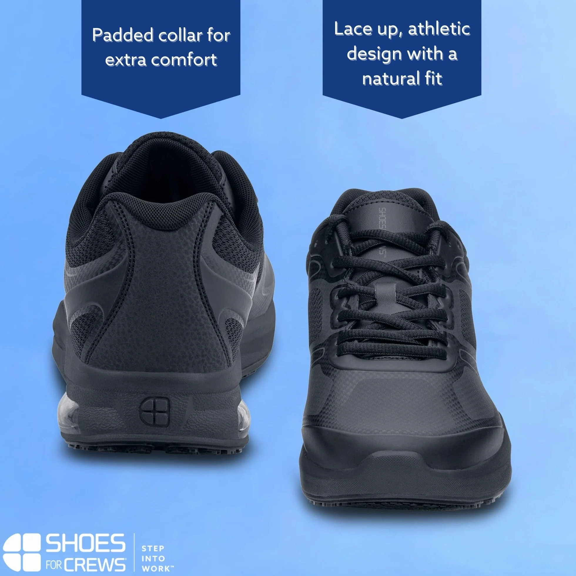 Shoes for Crews Evolution II buty dla mężczyzn z antypoślizgową podeszwą zewnętrzną i ochroną przed uderzeniami, wodoodporne i lekkie męskie buty sportowe, wegańskie, Czarny, 46.5 EU