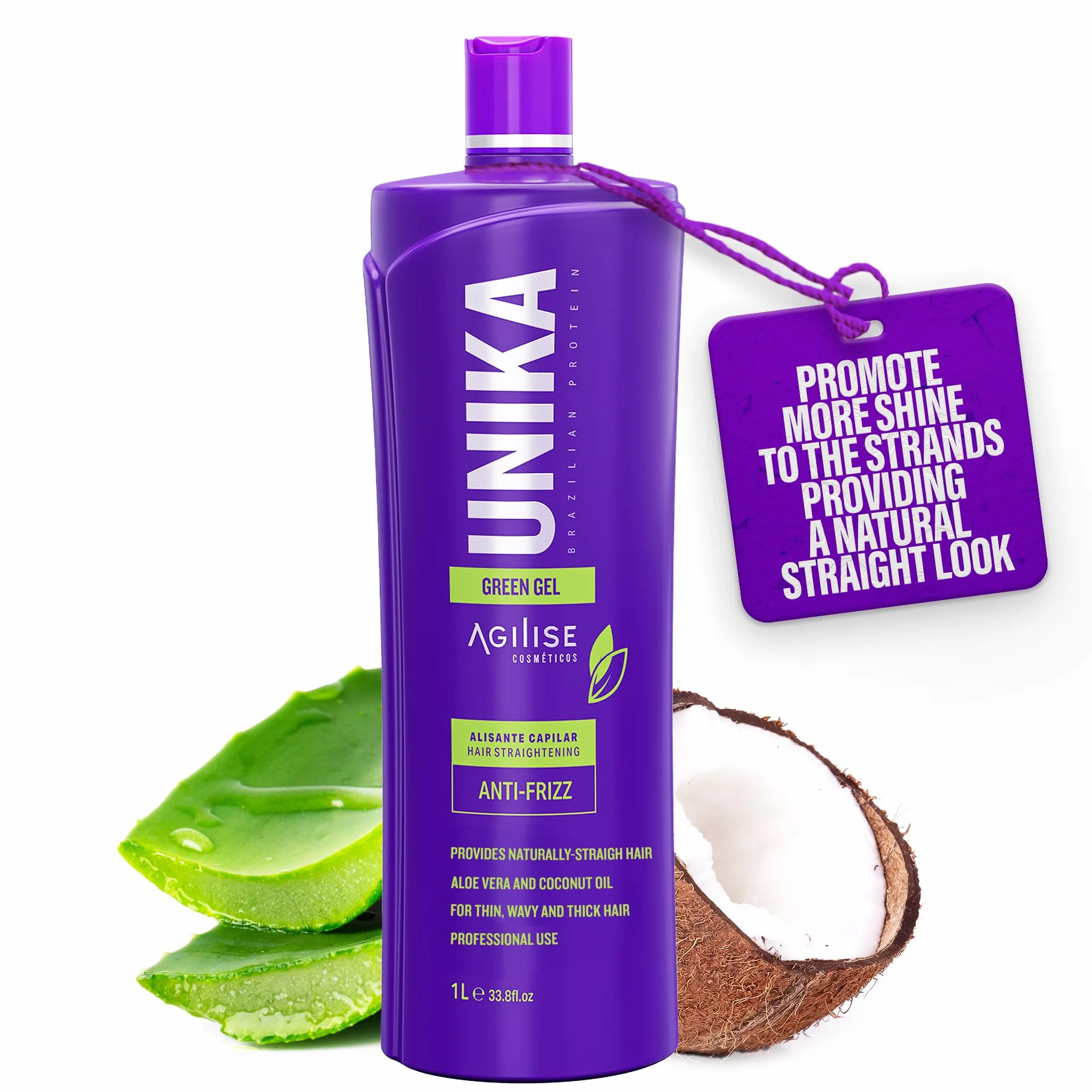 Agilise | Unika Green Gel Hair Prostowanie | Anti-Frizz For Thin, Wavy And Thick Hair | 1000 ml
