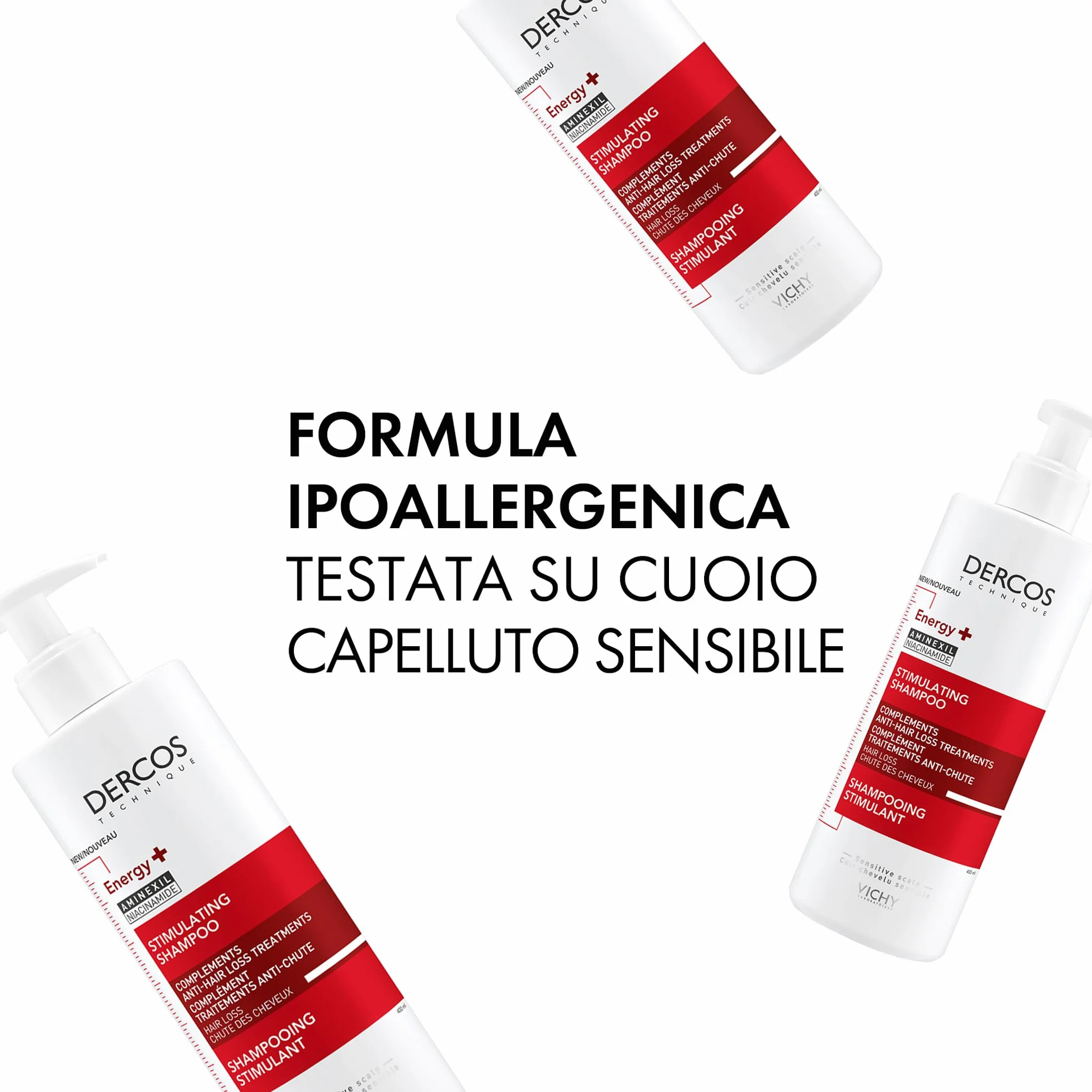 Vichy Energising Szampon 400 ml Biały Czerwony