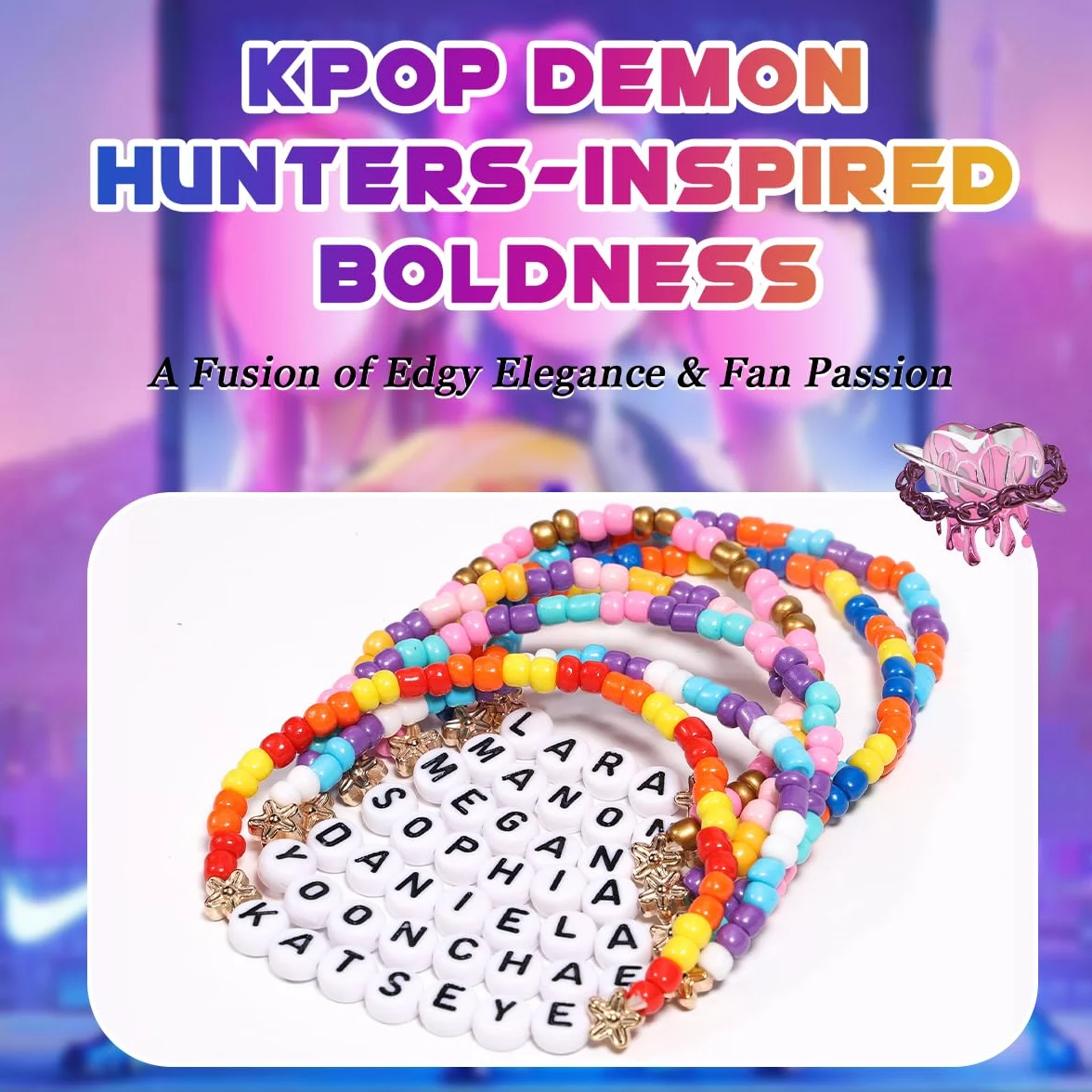 AICase Bransoletki przyjaźni Katseye Merch, inspirowane koncertowym towarem Katseye, rozciągliwe bransoletki z pereł K-Pop, wyjątkowy prezent dla fanów, kobiet i mężczyzn