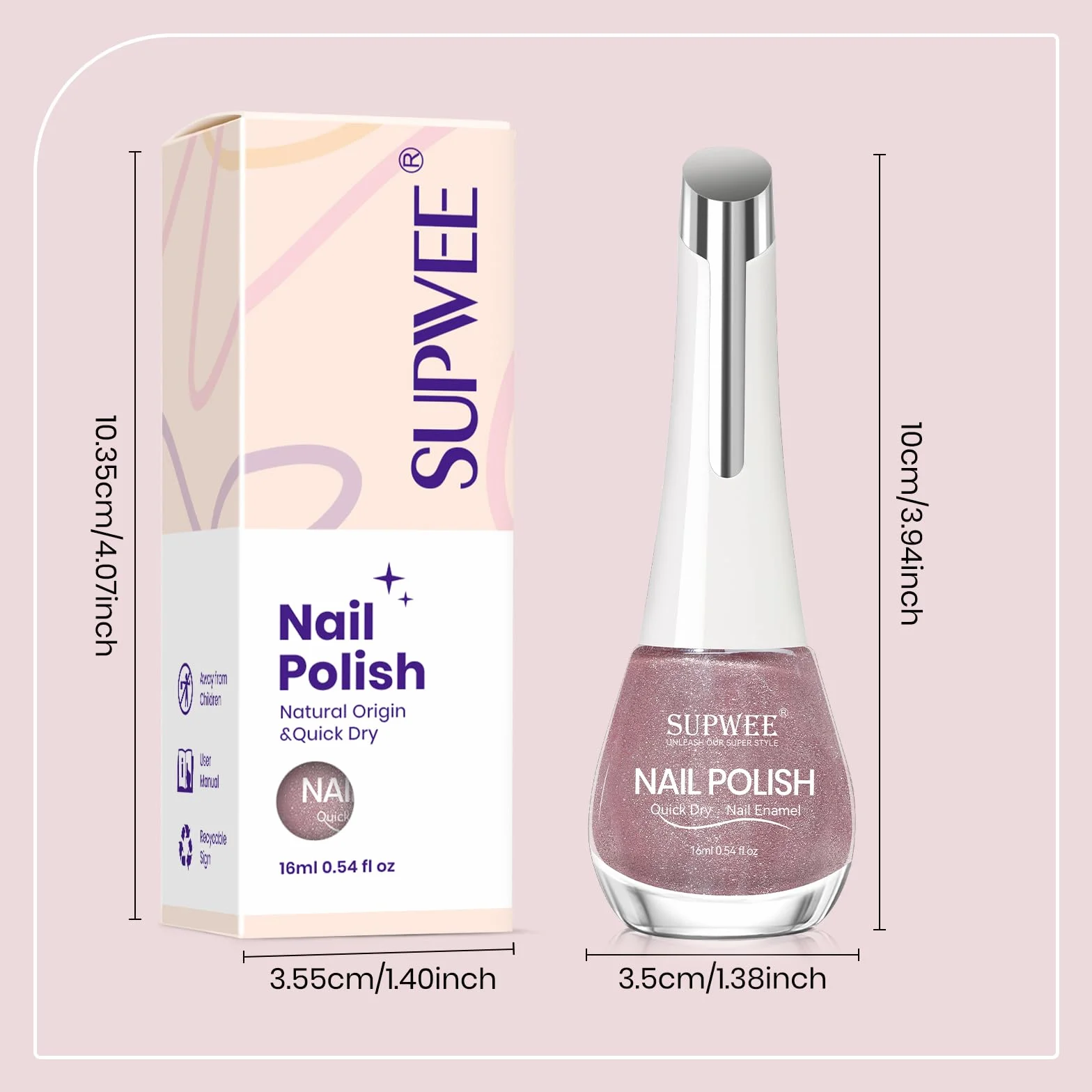 SUPWEE Magnetyczny lakier do paznokci, 16 ml, szybkoschnący, holograficzny brokat, żel na bazie oleju, bez lampy UV, bez lampy UV