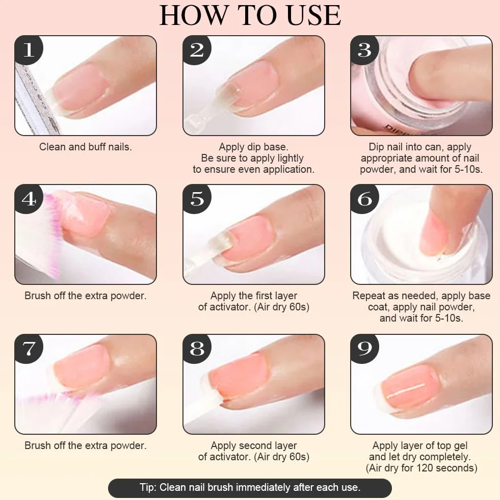 LOPHE Dipping Powder Nail Set 6 kolorów Dip Powder Nail Set mit Base Activator Top Gel, zestaw do paznokci dla początkujących, zestaw startowy do paznokci, prezent dla kobiet (01B)