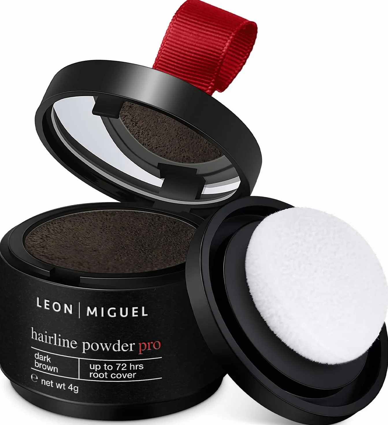LEON MIGUEL Puder do nasady – wodoodporny puder Hairline Powder jako idealny korektor do zakrywania nasady, niewidoczny makijaż włosów do zagęszczania włosów (ciemnobrązowy, Hairline Powder Pro)