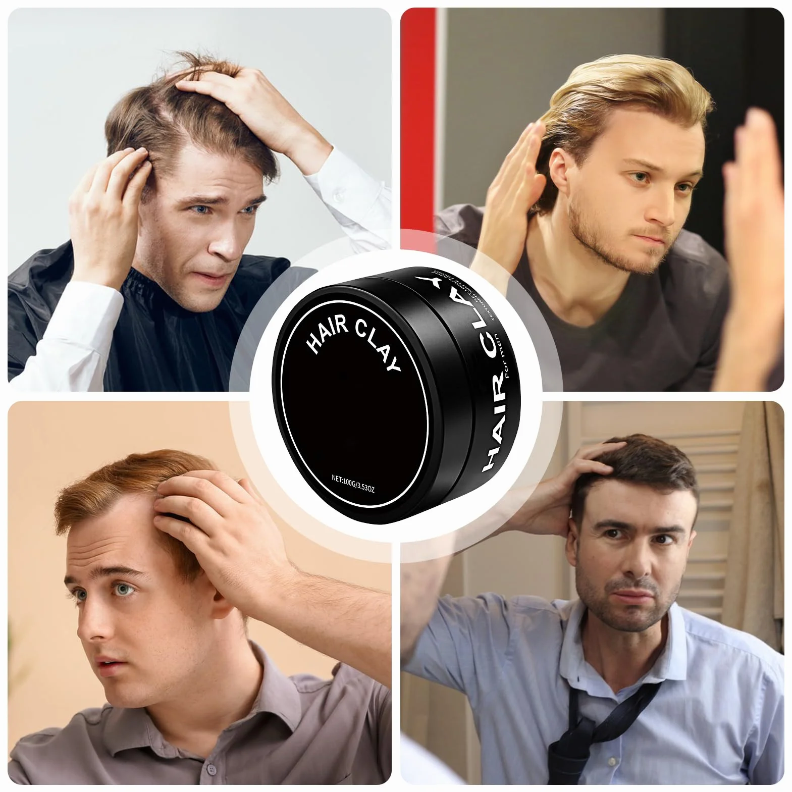 Strong Hold Hair Clay, matowy krem do włosów, uroczy kompaktowy krem, całodzienne rozwiązanie do stylizacji domu, podróży, randek, wydarzeń i fotografii, mężczyzn, czarnych