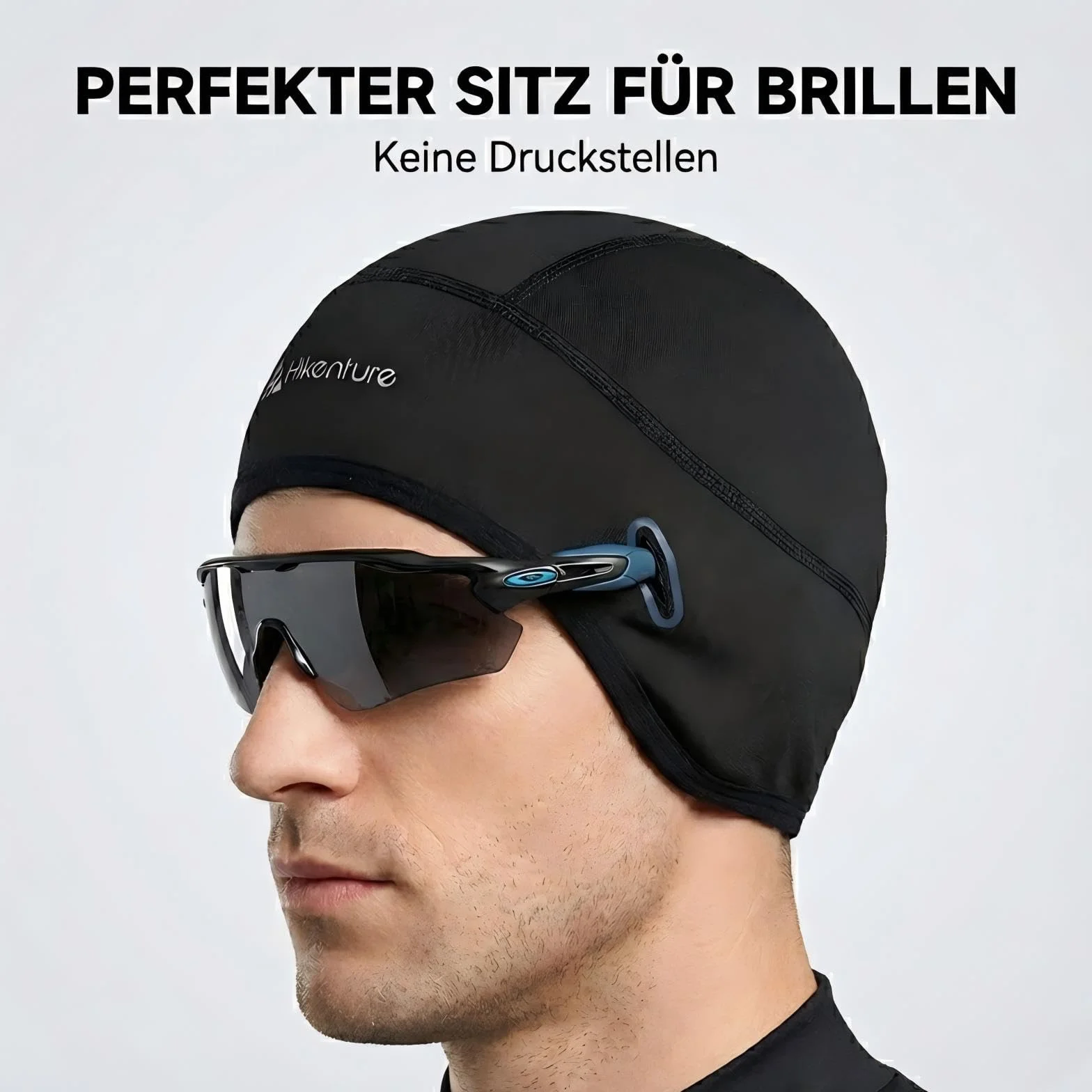HIKENTURE Czapka rowerowa na zimę, ciepła i wiatroszczelna, wygodna czapka pod kask rowerowy, kask narciarski, na rower wyścigowy, górski, lekka czapka na kask z otworem na okulary lub bez