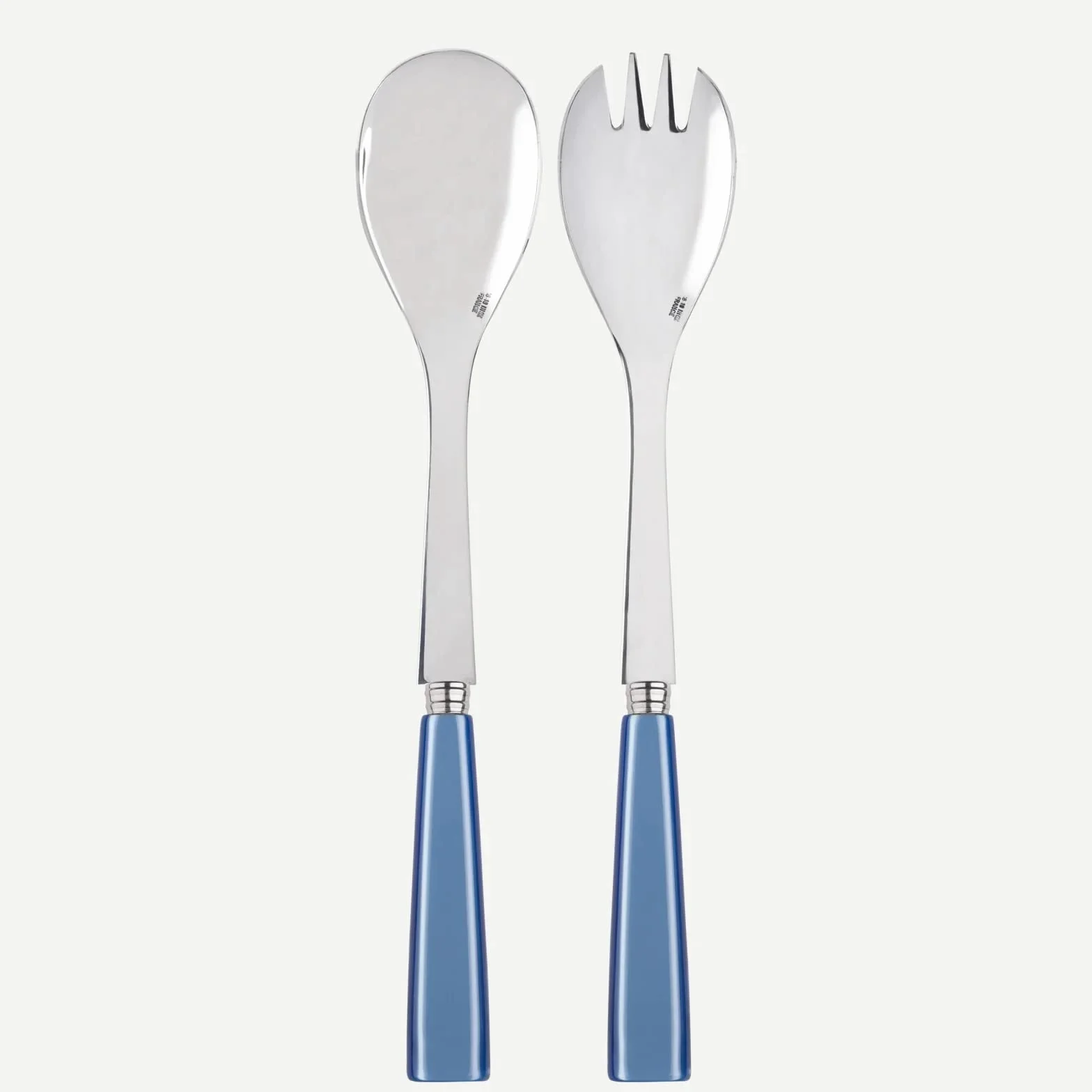 SABRE PARIS - Sztućce do sałatek, 2-częściowe, 26 cm, ikona, stal nierdzewna i akryl, możliwość mycia w zmywarce, jasnoniebieskie