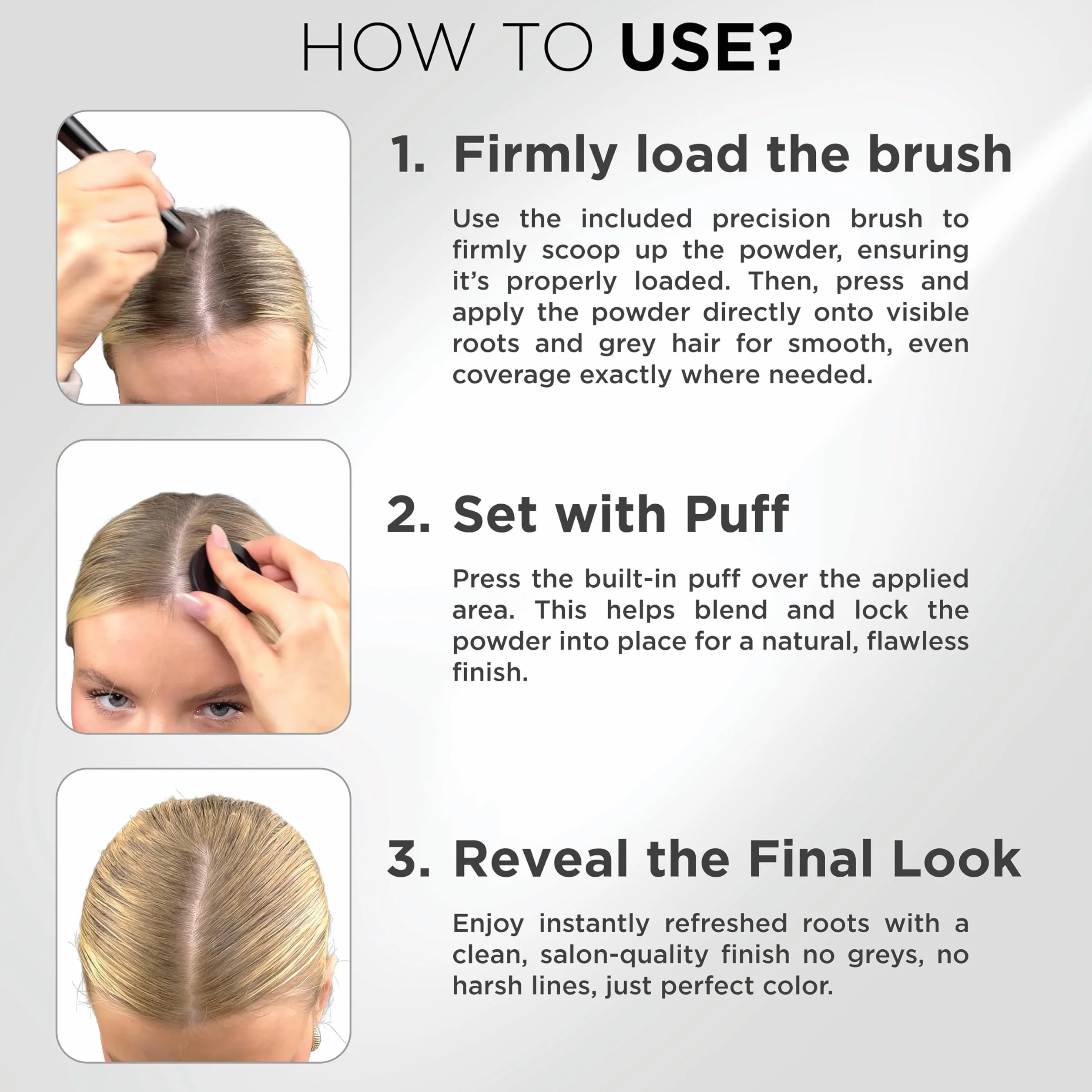 THICK FIBER Root Touch Up Puder do przerzedzonych włosów dla kobiet, zestaw do maskowania wypadających włosów, odporny na wodę i pot, z pędzelkiem (blond)