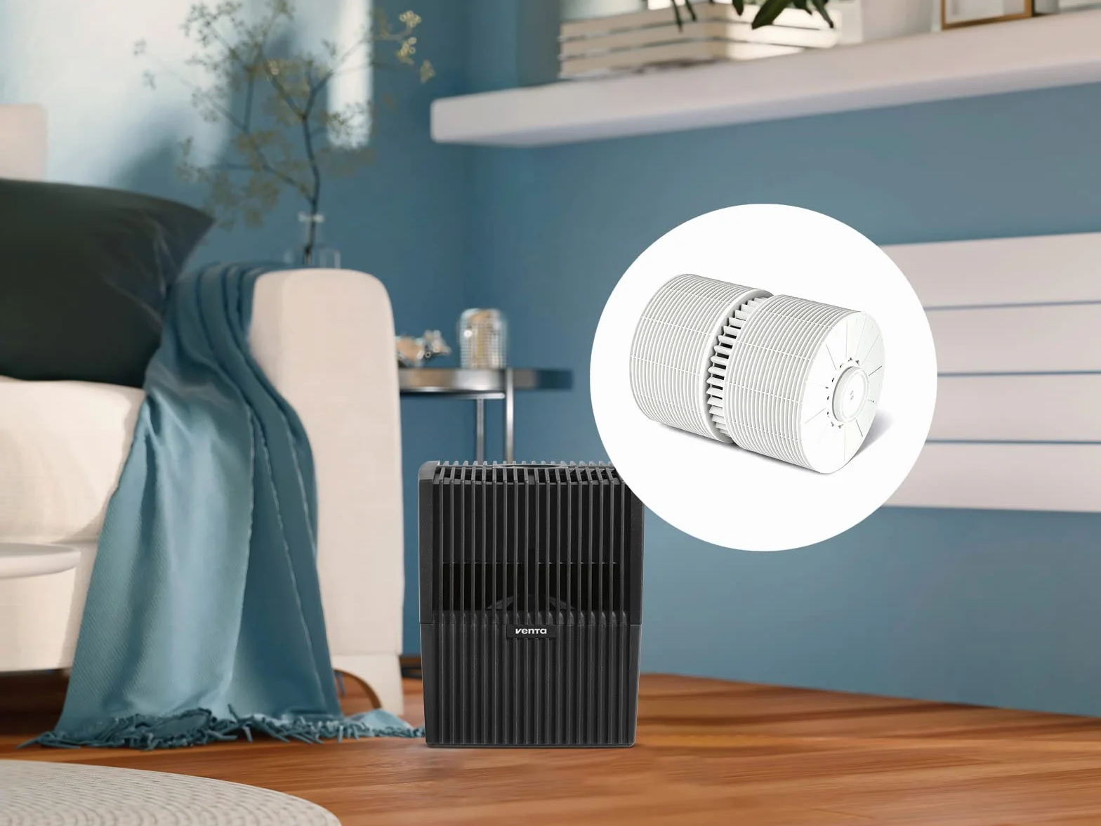 Venta Nawilżacz powietrza AH515, bardzo cichy 24 dB(A), energooszczędny 3 W, higieniczne zimne parowanie bez filtra, zbiornik 5 l, do 35 m², sterowanie aplikacją, z funkcją zapachu