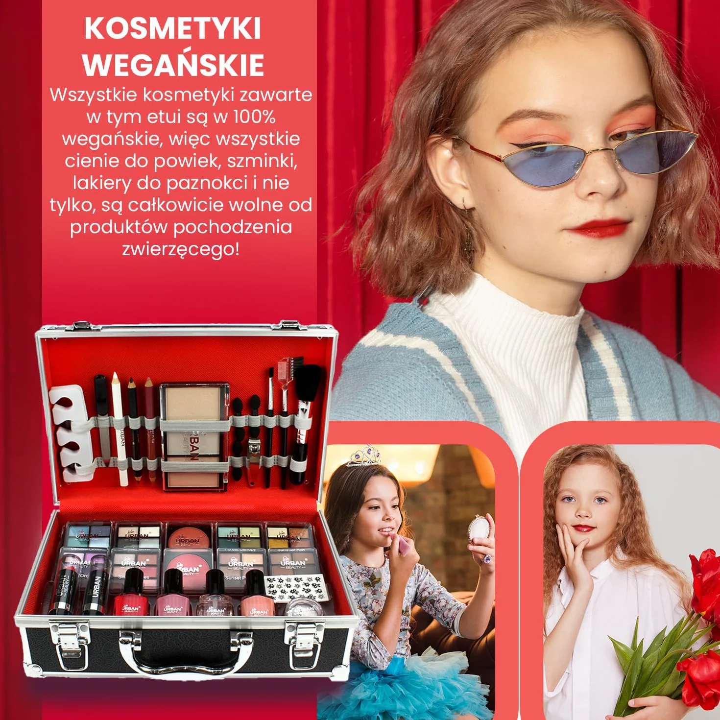 Love Urban Beauty Wegański Divine Beauty Francuski zestaw do makijażu manicure – 76-częściowe zestawy do makijażu – Obejmuje cienie do powiek, rozświetlacze, pomadki, róże, pędzle