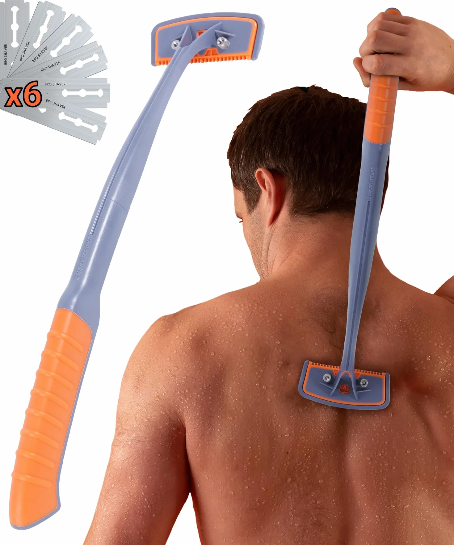 BroShaver 3.0 DIY trymer do włosów na plecach i ciele z 5 ostrzami – do golenia na mokro lub na sucho dla mężczyzn, maszynka do golenia z dzielonym uchwytem i ergonomicznym uchwytem