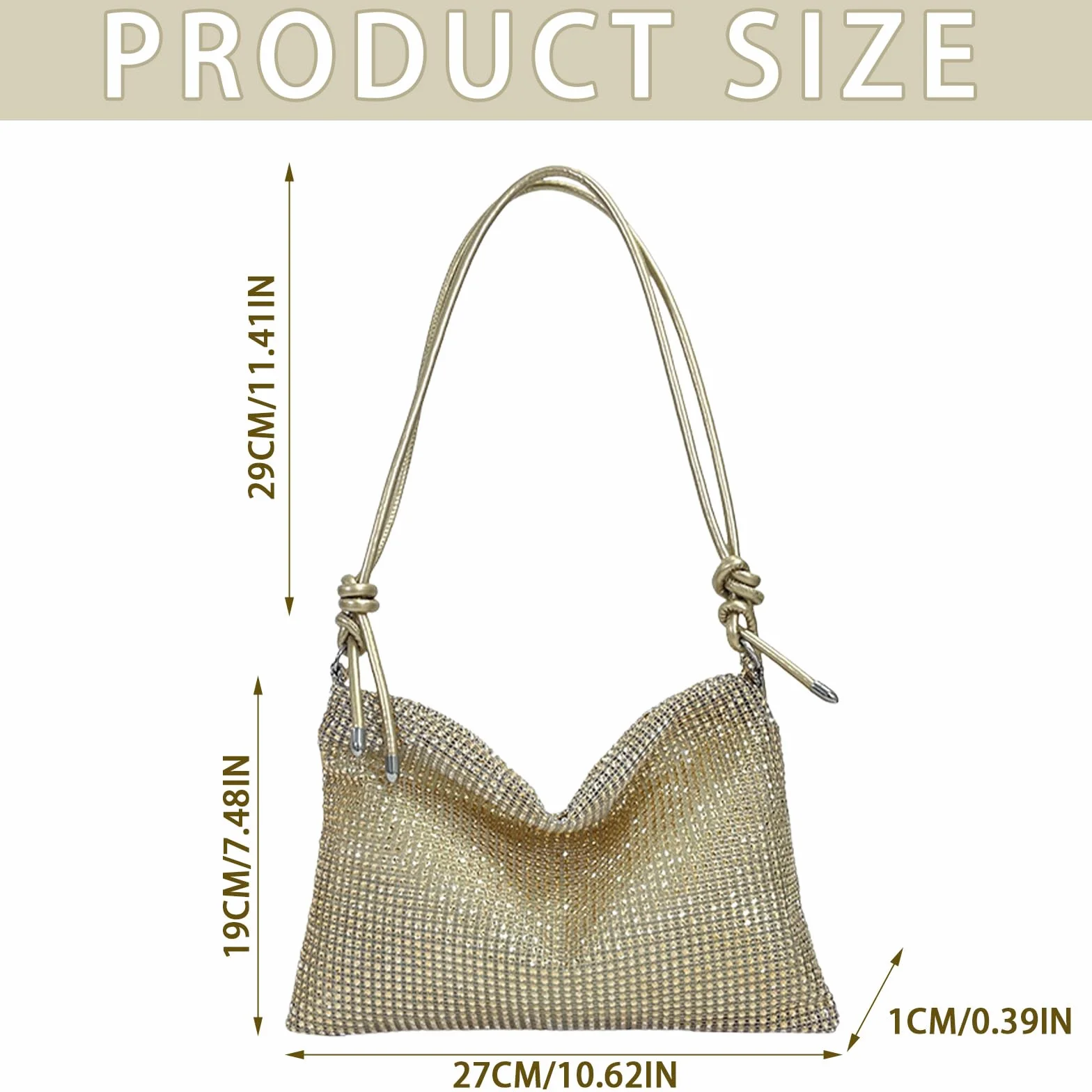 SSKHE Damska torebka crossbody ze strasu, złota torebka z cekinami, ze zdejmowanym paskiem łańcuszkowym, elegancka błyszcząca koperta, torebka sprzęgła dla kobiet, dziewcząt, na wieczór, imprezę