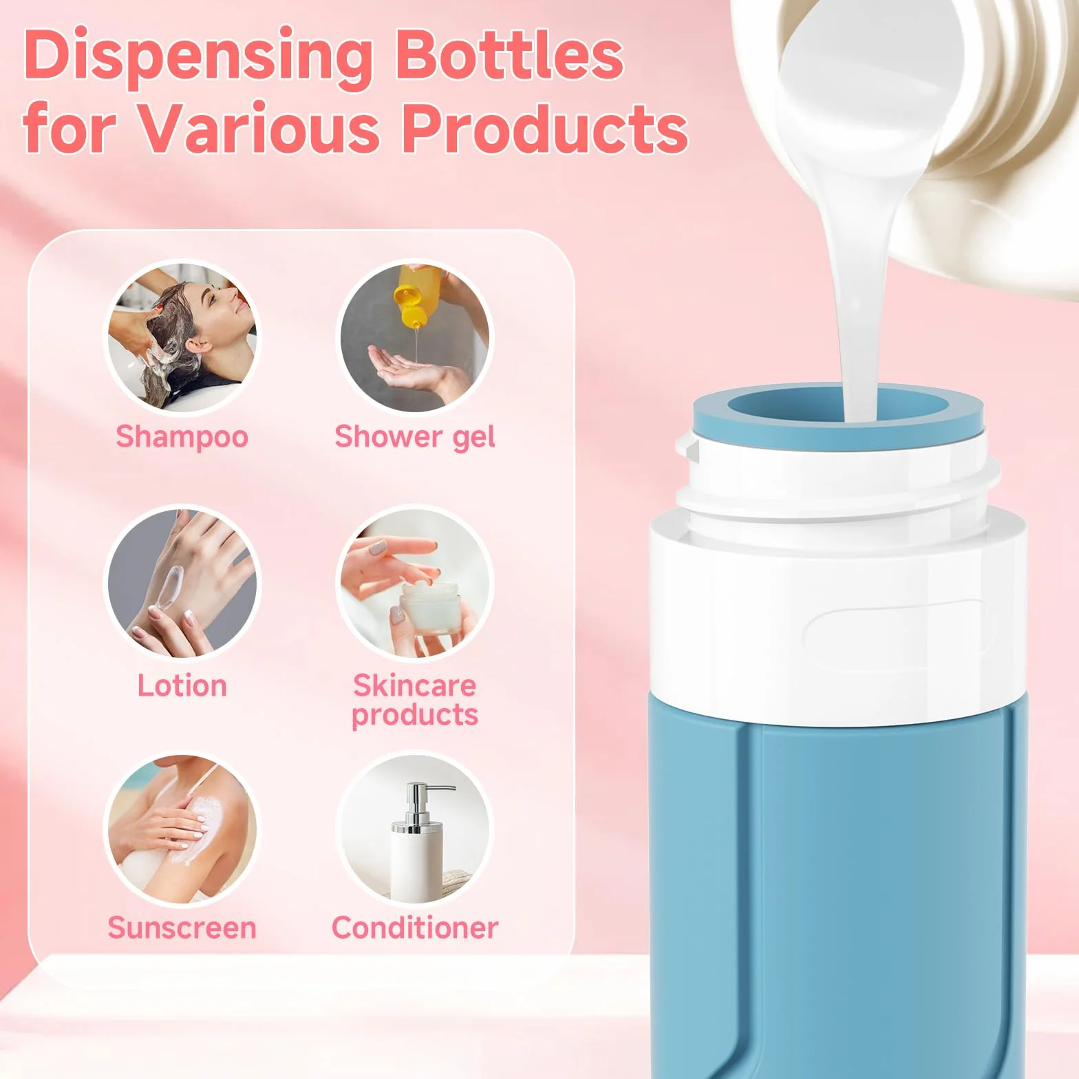 Alyvisun Zestaw 14 Butelki Podróżne Silikonowe 100 ml & Słoiczki 30 ml z Akcesoriami