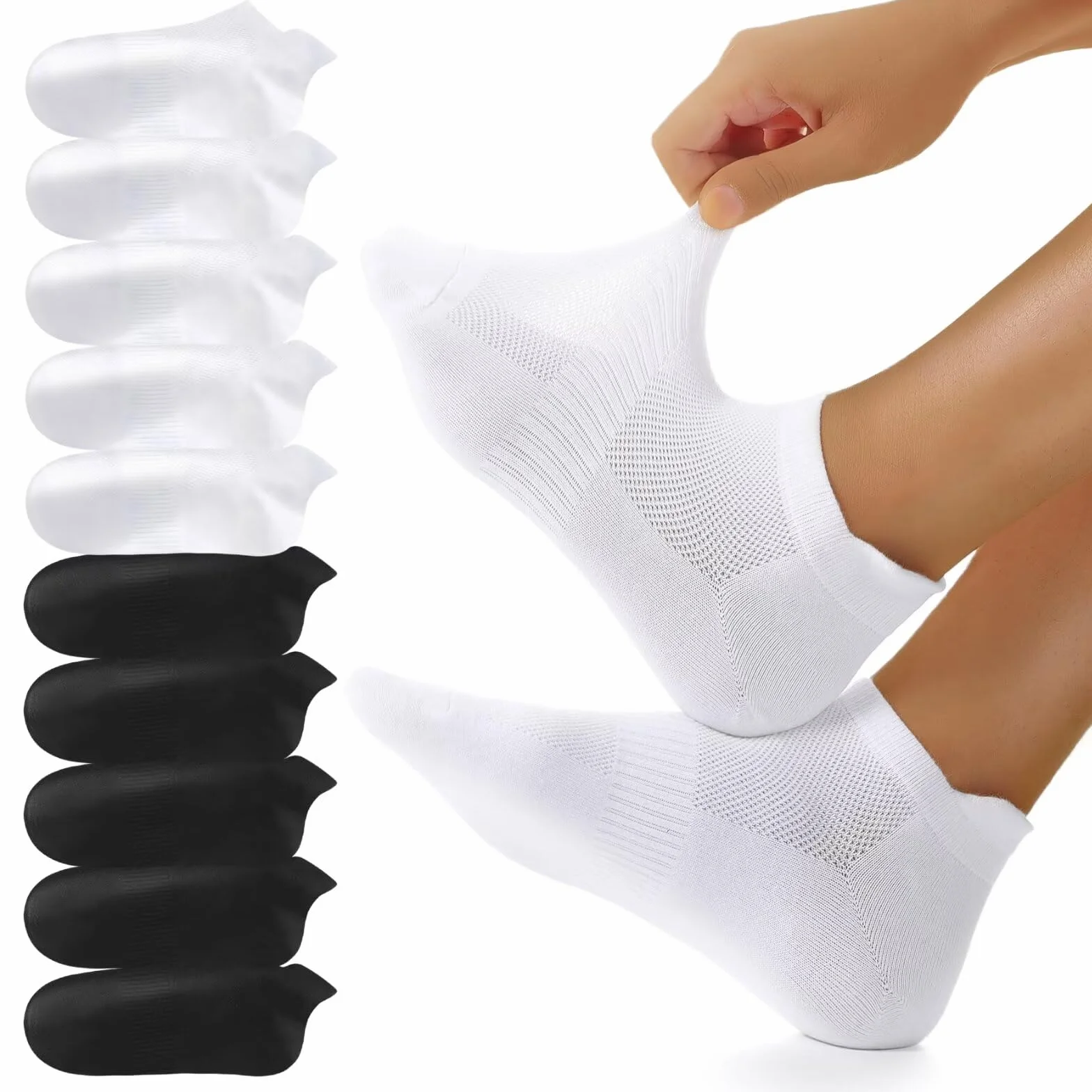 YouShow 10 par skarpet do sneakersów dla mężczyzn i kobiet, oddychające bawełniane skarpety, krótkie skarpety sportowe do biegania