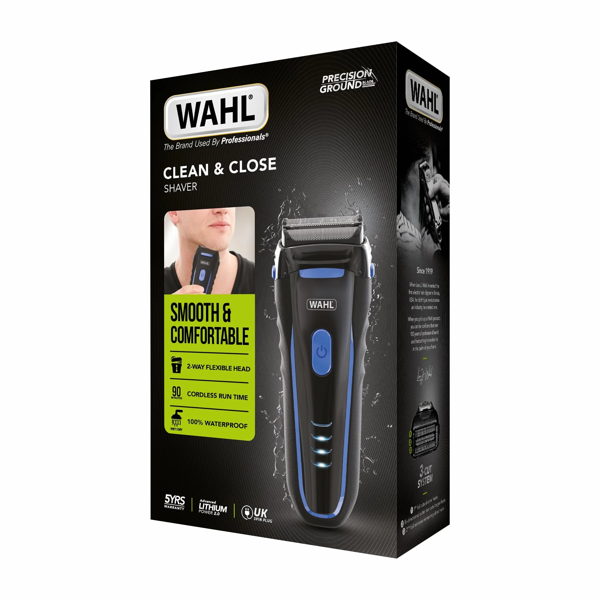 Wahl Clean and Close golarka męska elektryczna do brody twarzy Flex folia wodoodporna LED