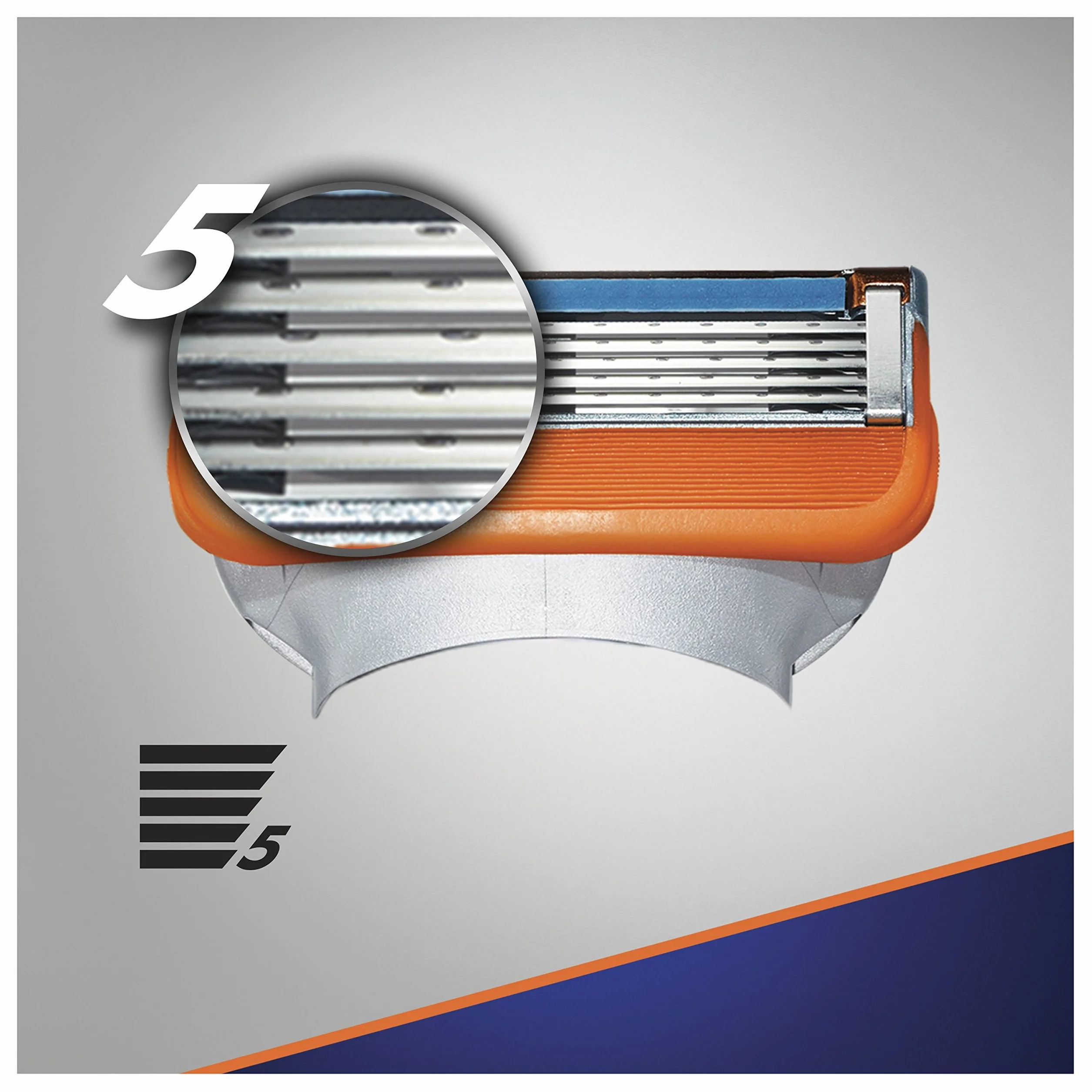 Gillette Fusion5 Ostrza Wymienne do Maszynki do Golenia, (8 sztuk), z 5 Ostrzami Zmniejszającymi Tarcie, 8 Ostrz Wymiennych + Żel 200 ml
