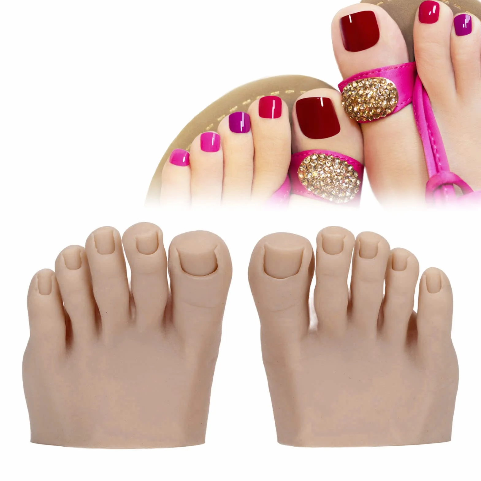 Praktyka Fake Training Foot 1 Pair Silicone Practice Foot Tattooing Fake Foot Tool Foot Nail Practice Half Foot Mannequin Nail Practice (Ciemny kolor skóry)