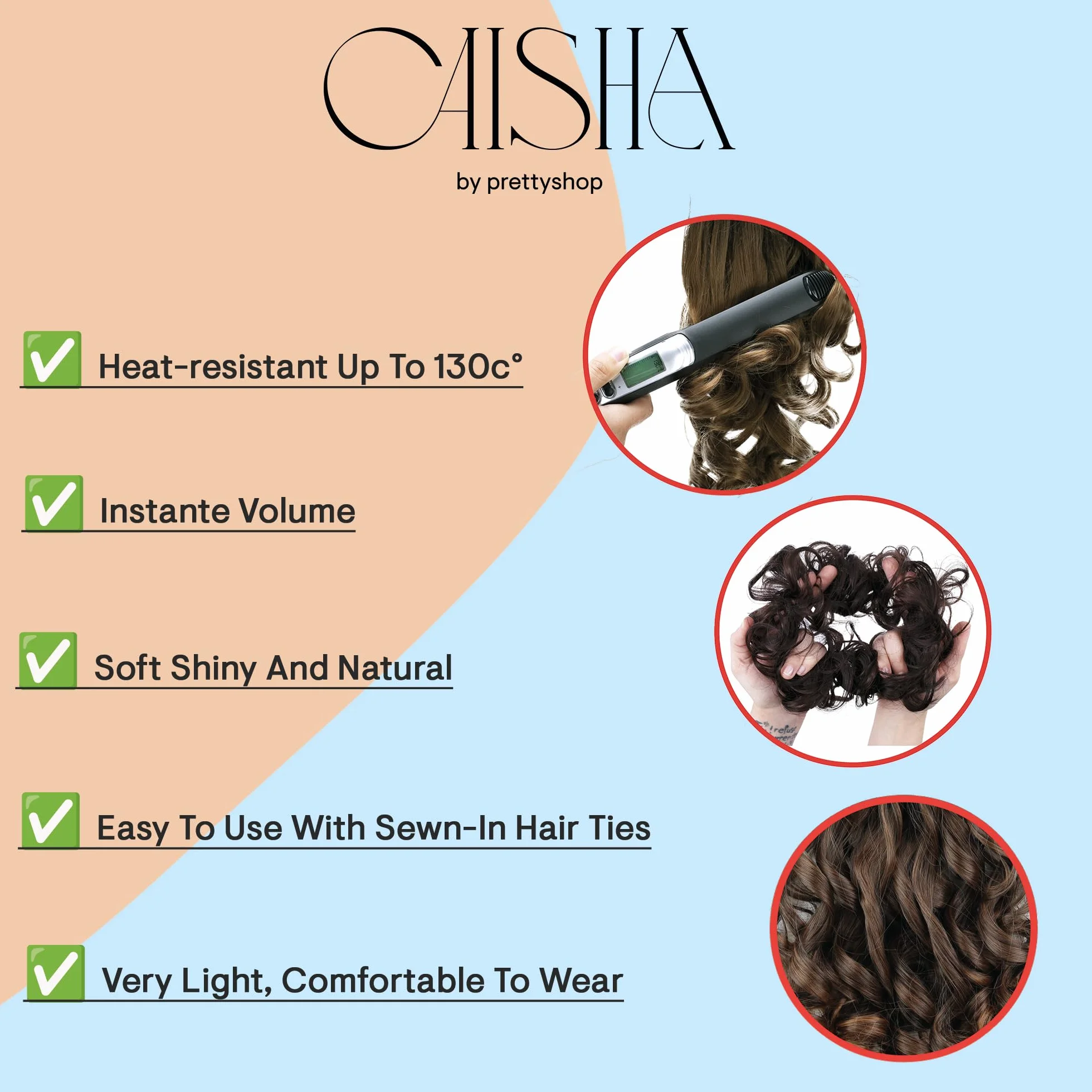CAISHA XL Scrunchie Przedłużanie Włosów Gumki Do Włosów Kok Ciemny Czekoladowy Brąz