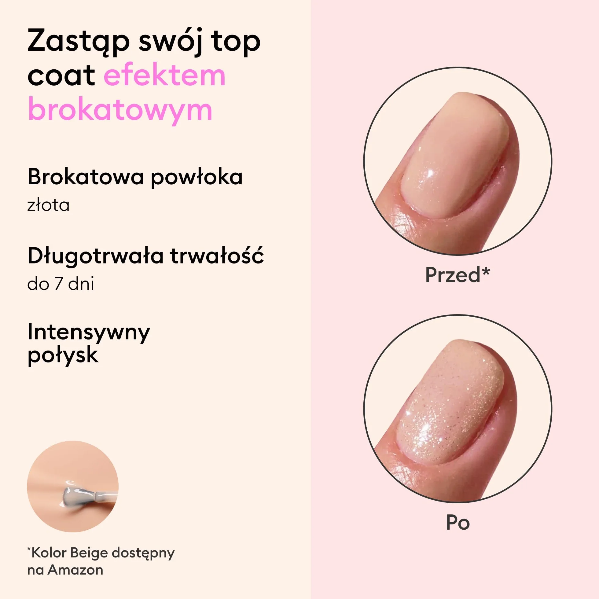 Manucurist - Green™ Złoty Brokatowy Top Coat - Lakier do Paznokci z Efektem Żelowym bez Lampy - Blask i Trwałość do 7 dni - 79,5% Składników Pochodzenia Naturalnego - 15 ml