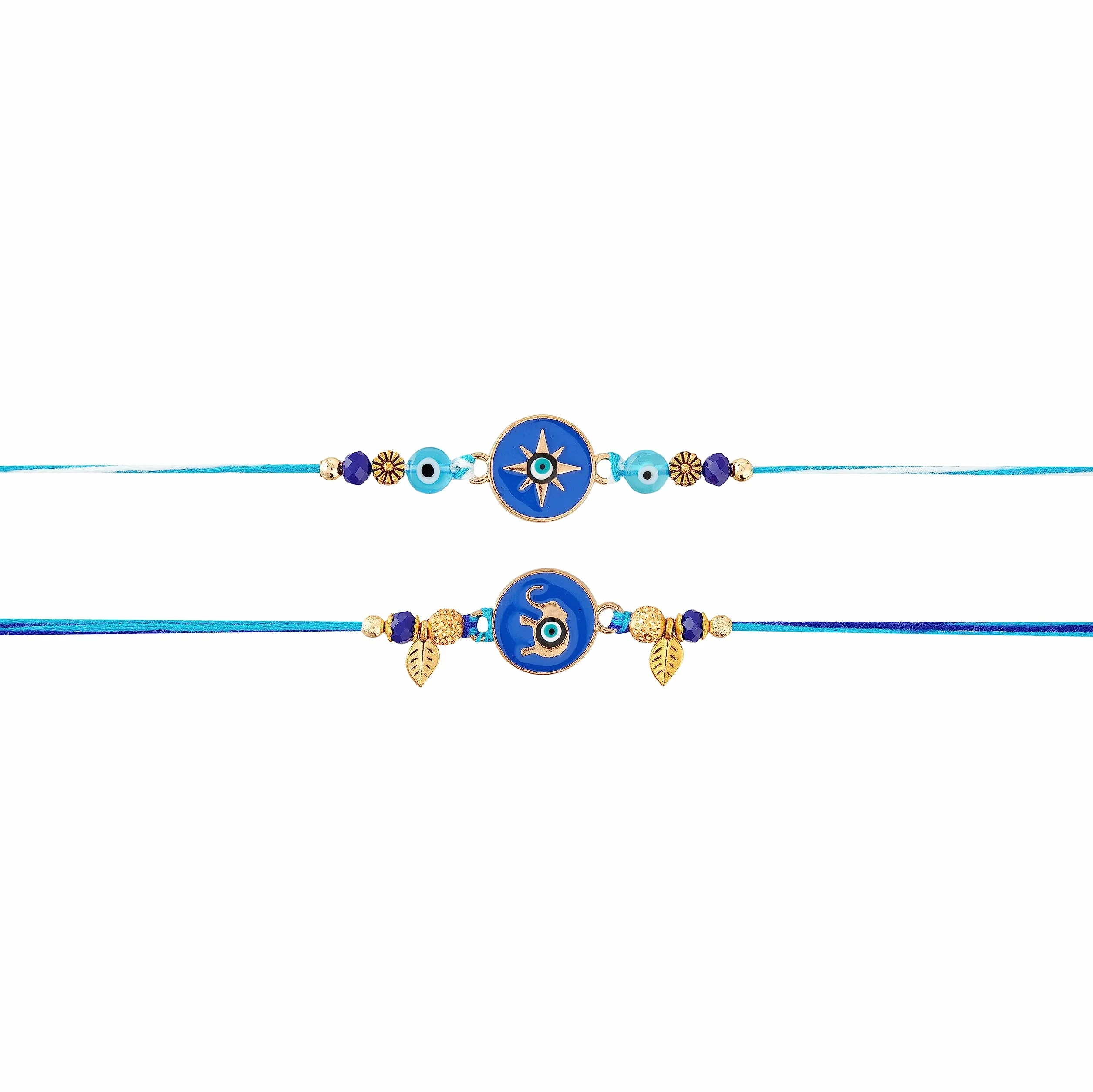 Zestaw 2 bransoletek rakhi ze złym okiem, bransoletki na święto Raksza Bandhan, dla brata